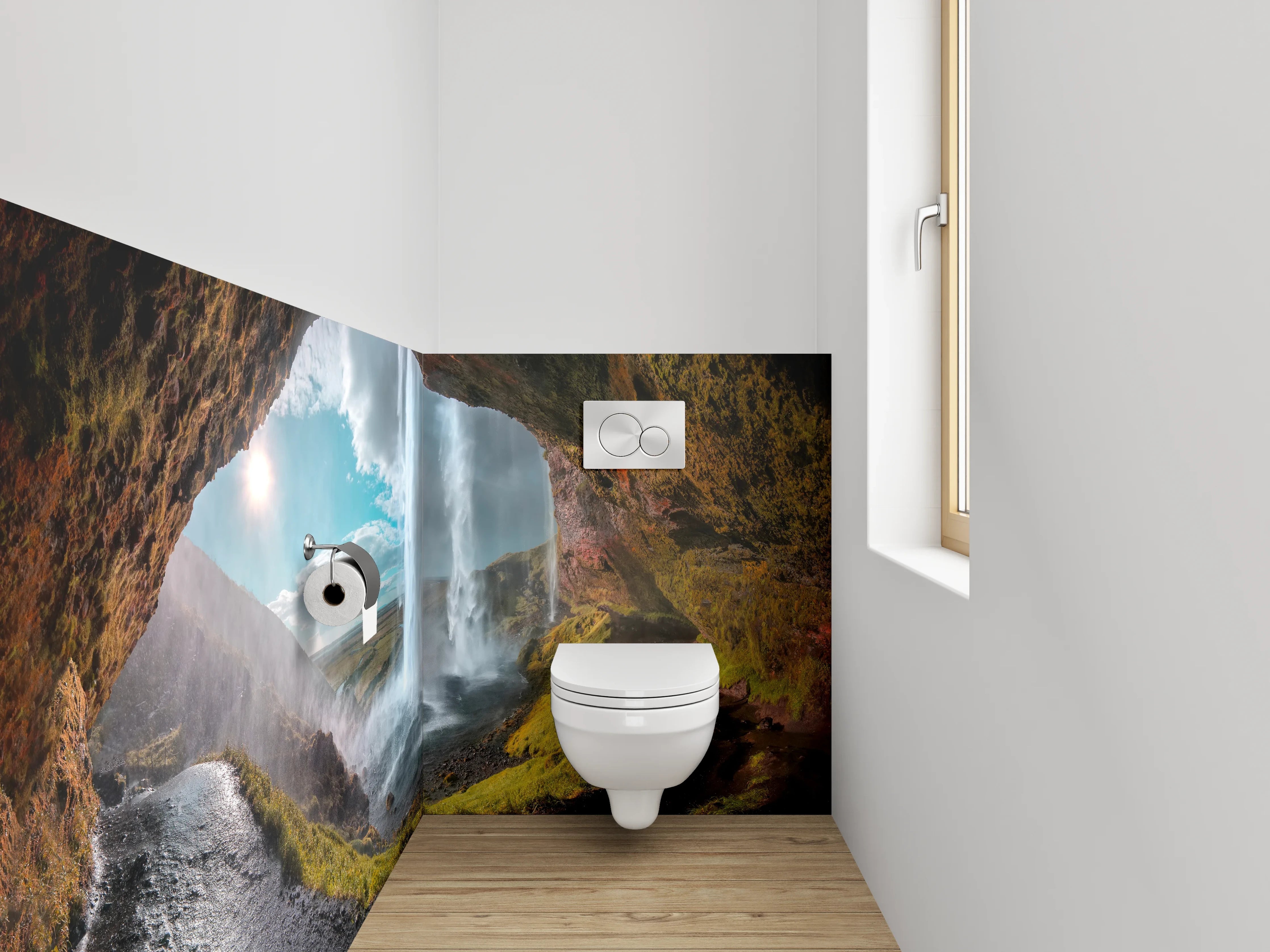 WC-Rückwand - Wasserfall aus der Höhle – Naturidylle