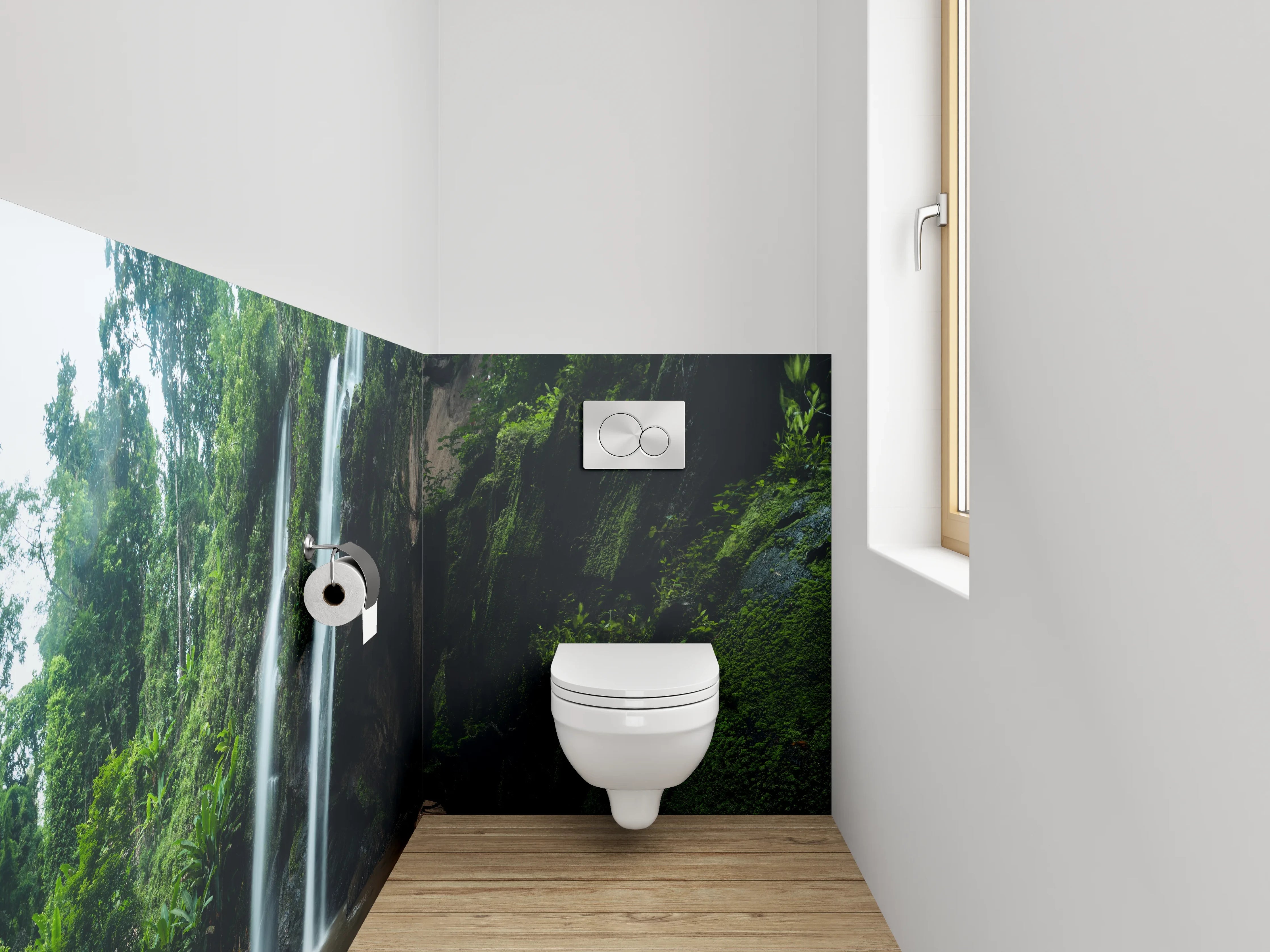 WC-Rückwand - Wasserfall im Dschungel Panorama