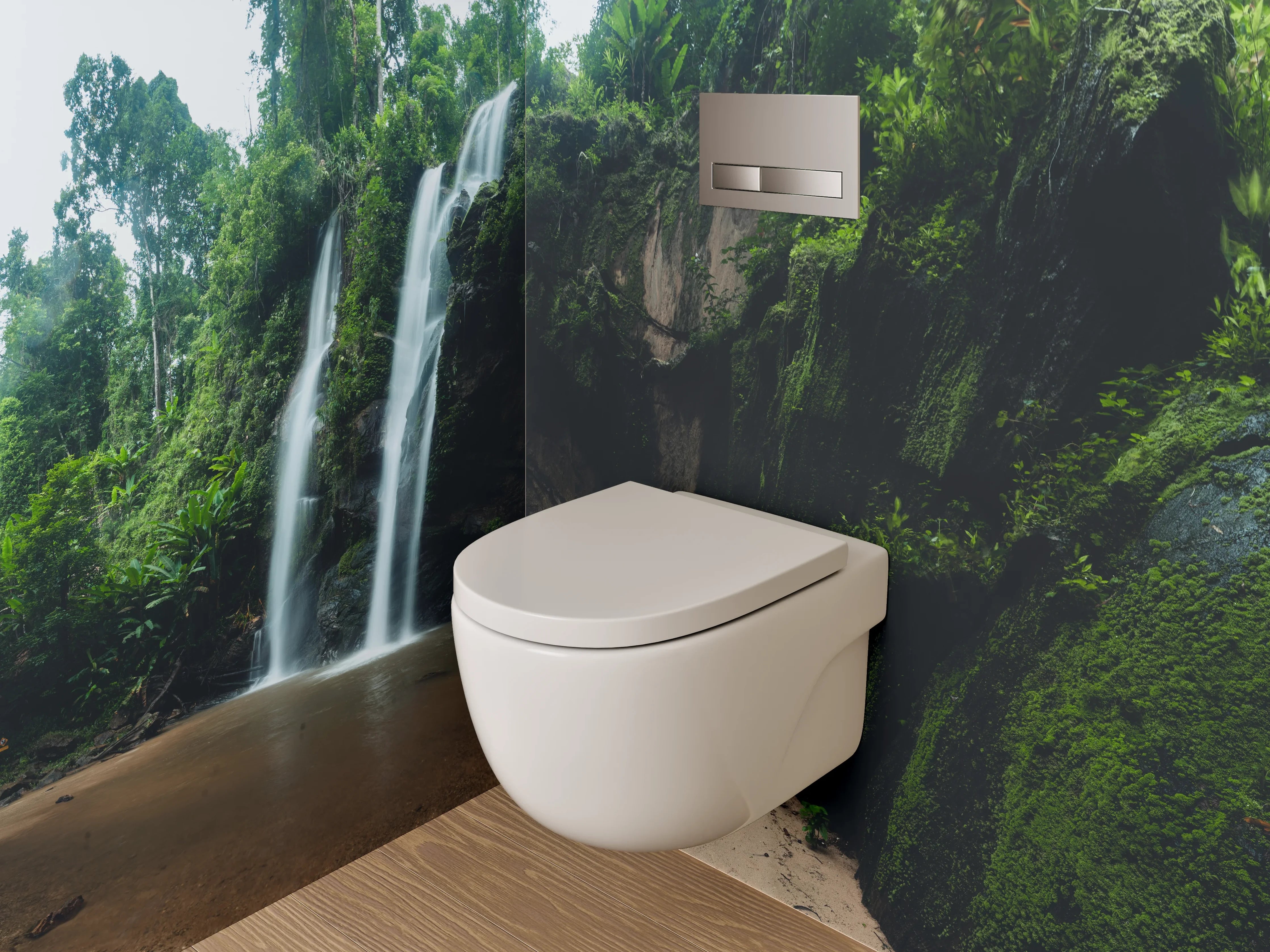 WC-Rückwand - Wasserfall im Dschungel Panorama