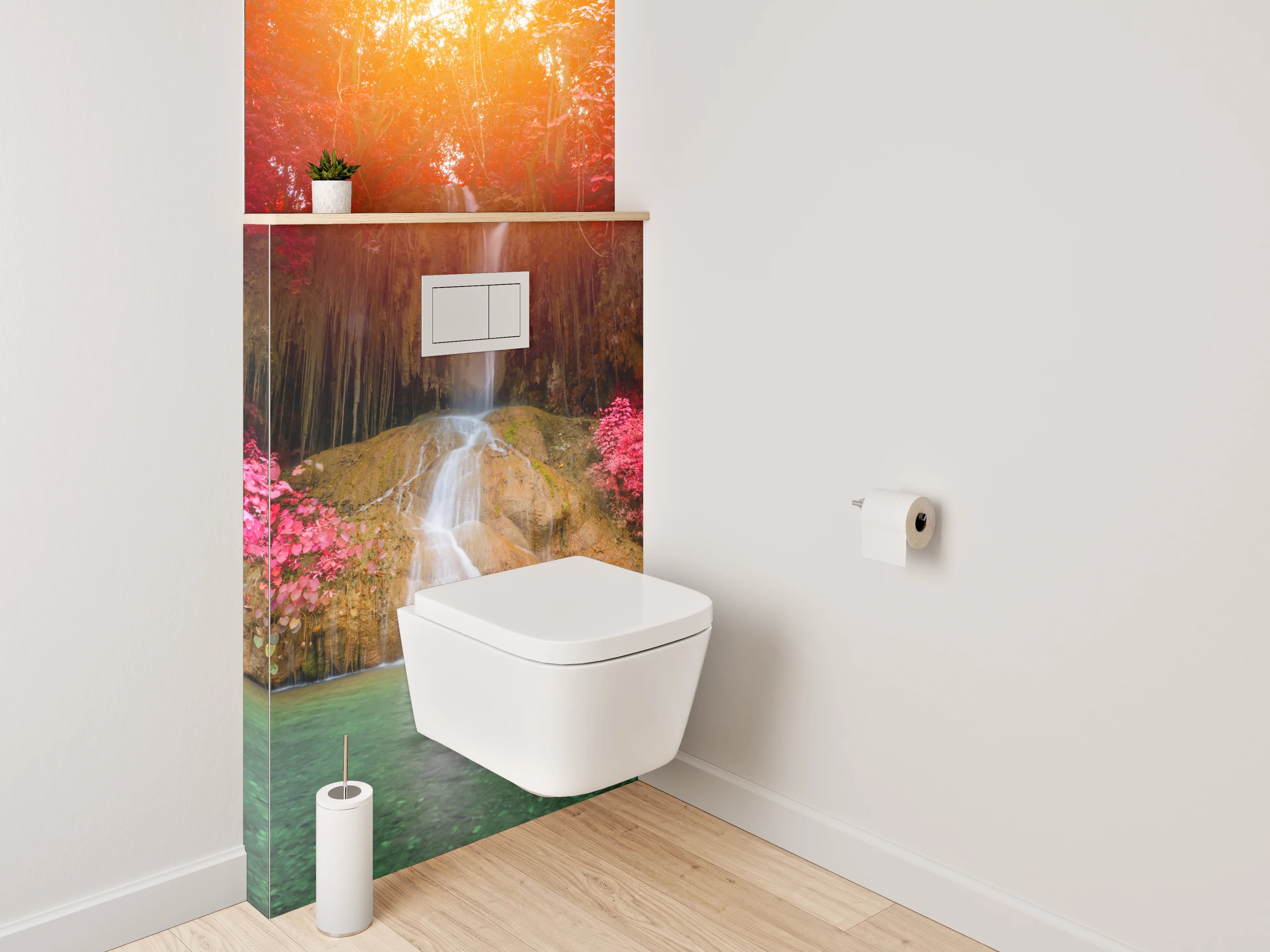 WC-Rückwand - Wasserfall im magischen Farbenrausch