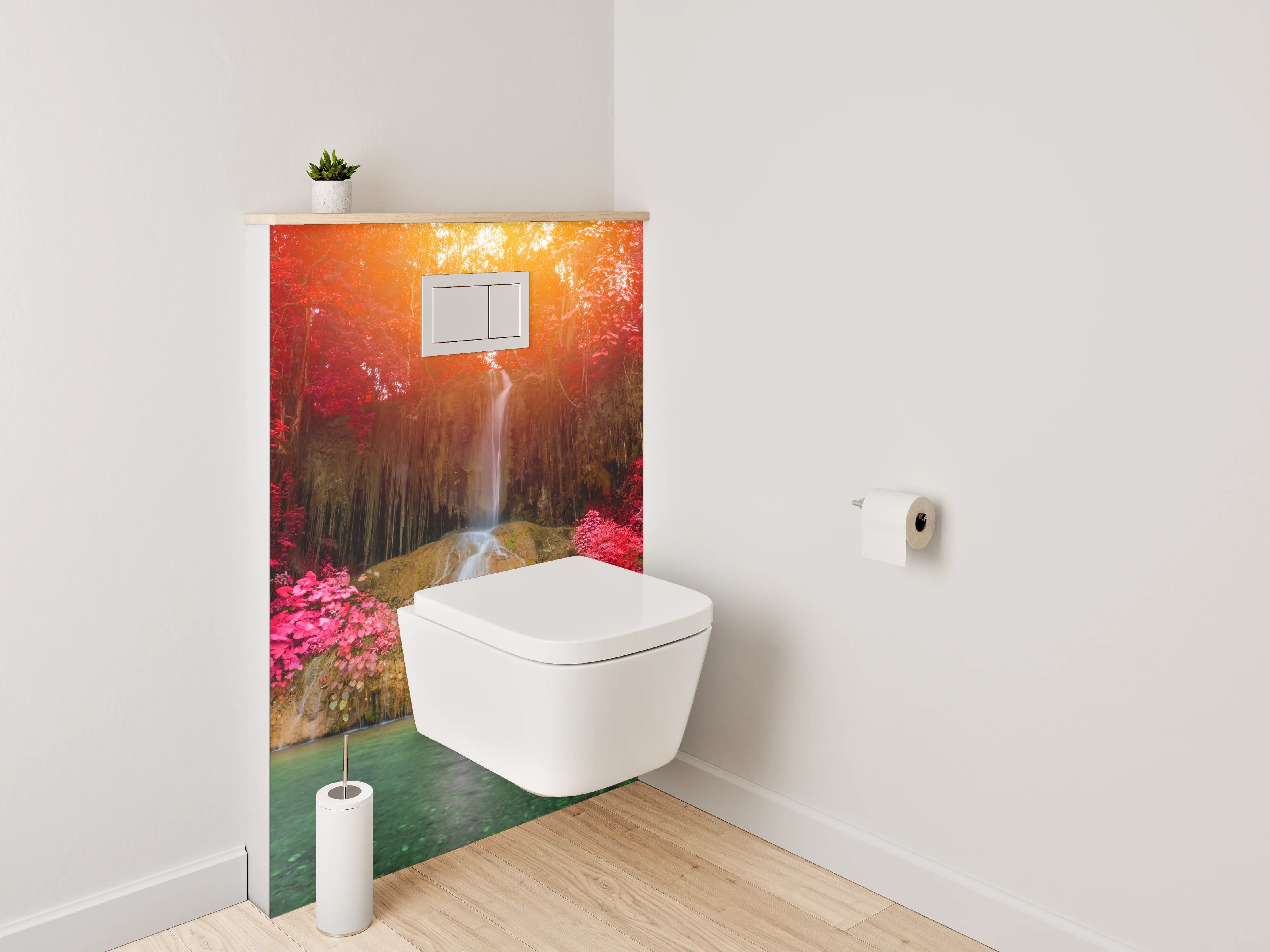 WC-Rückwand - Wasserfall im magischen Farbenrausch