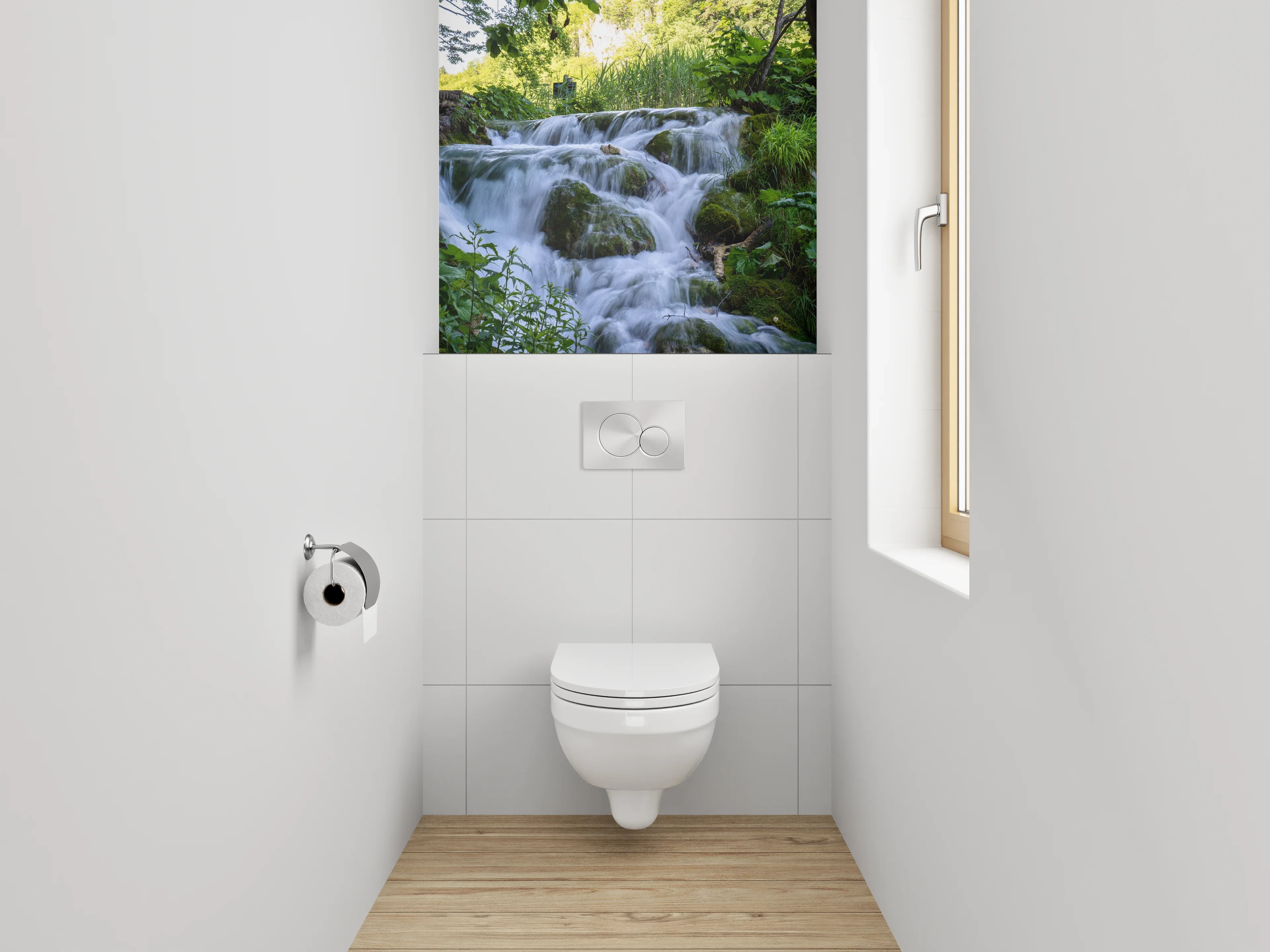 WC-Rückwand - Wasserfall im satten Grünton