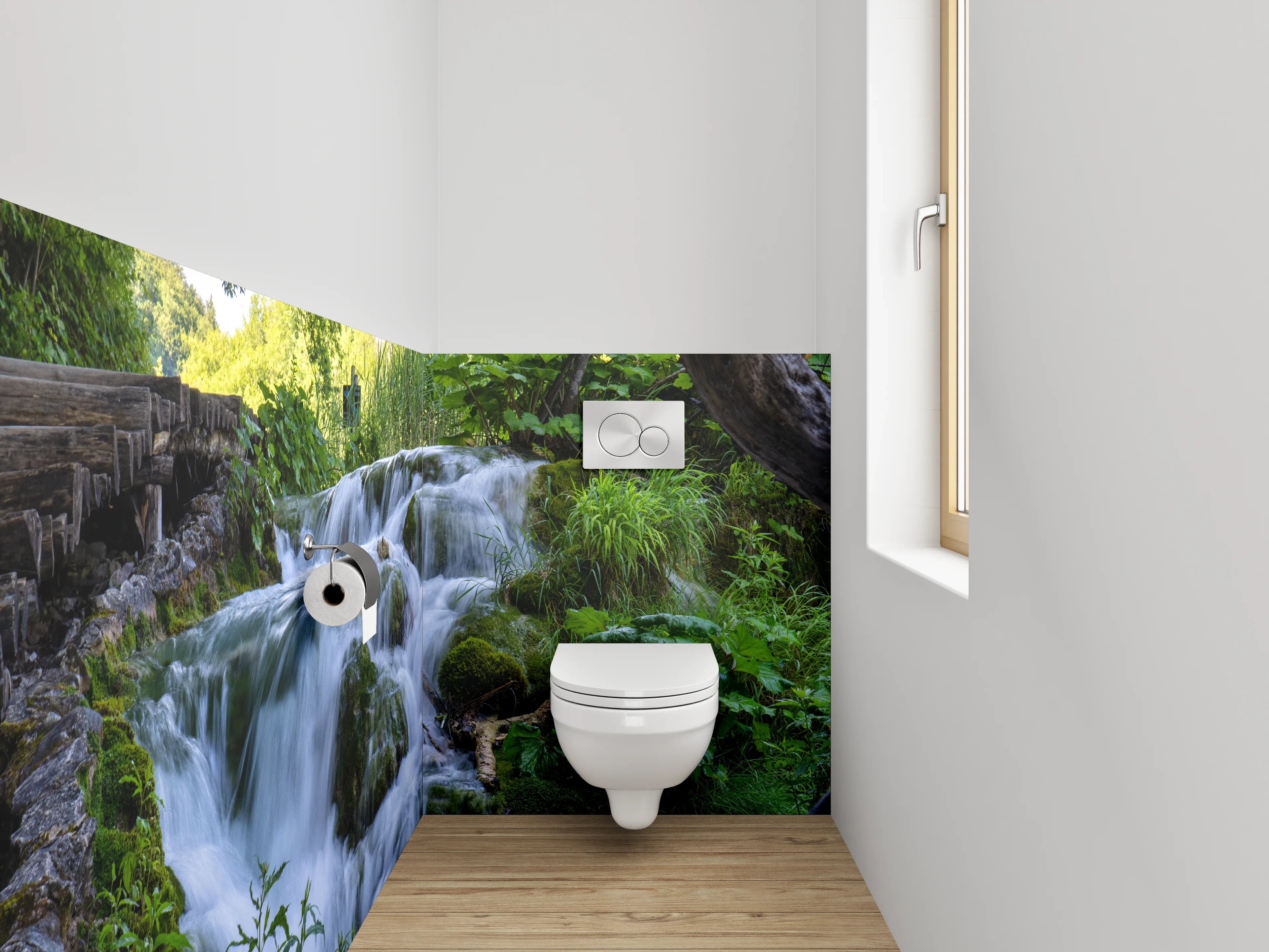 WC-Rückwand - Wasserfall im satten Grünton