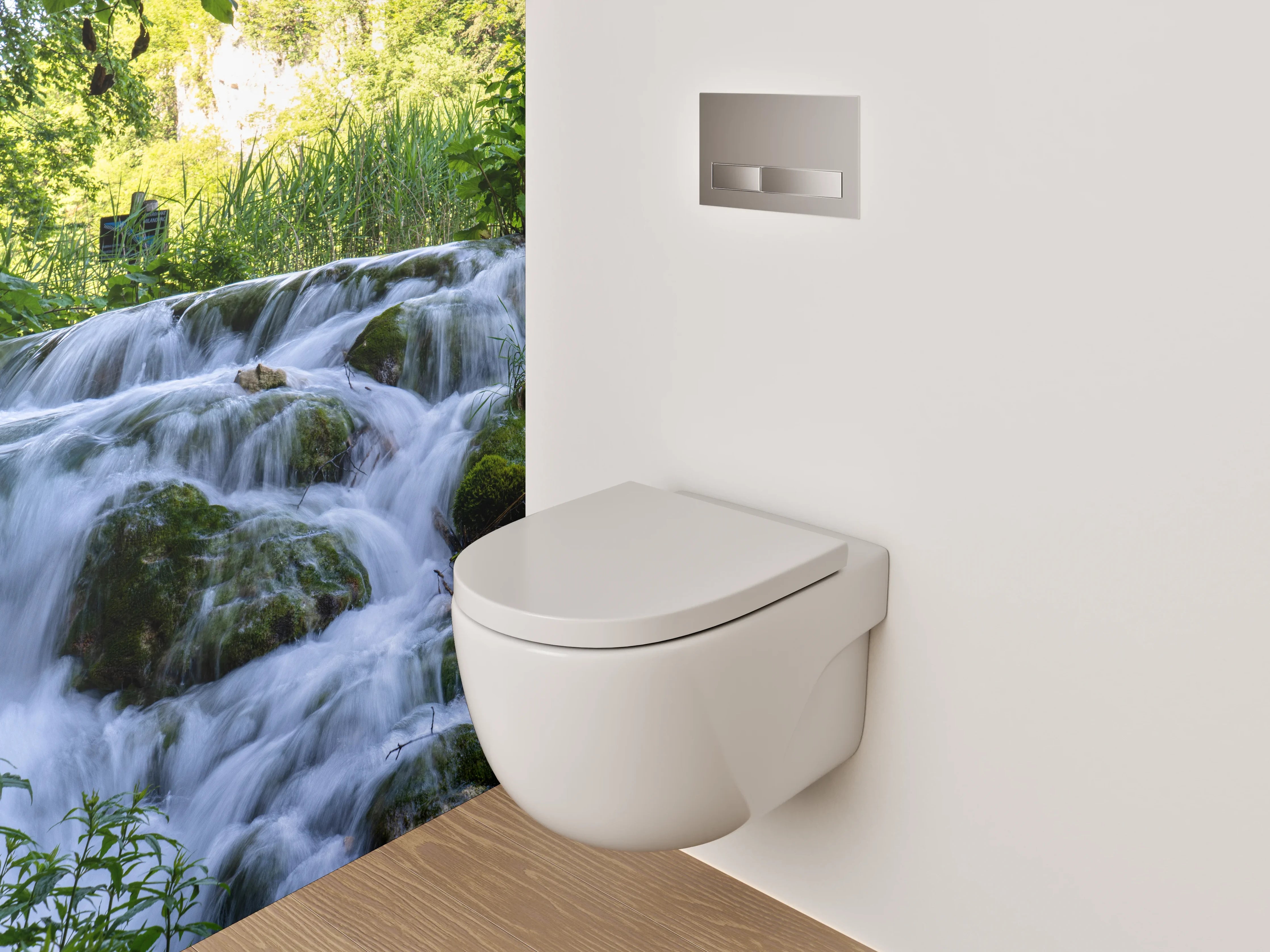 WC-Rückwand - Wasserfall im satten Grünton