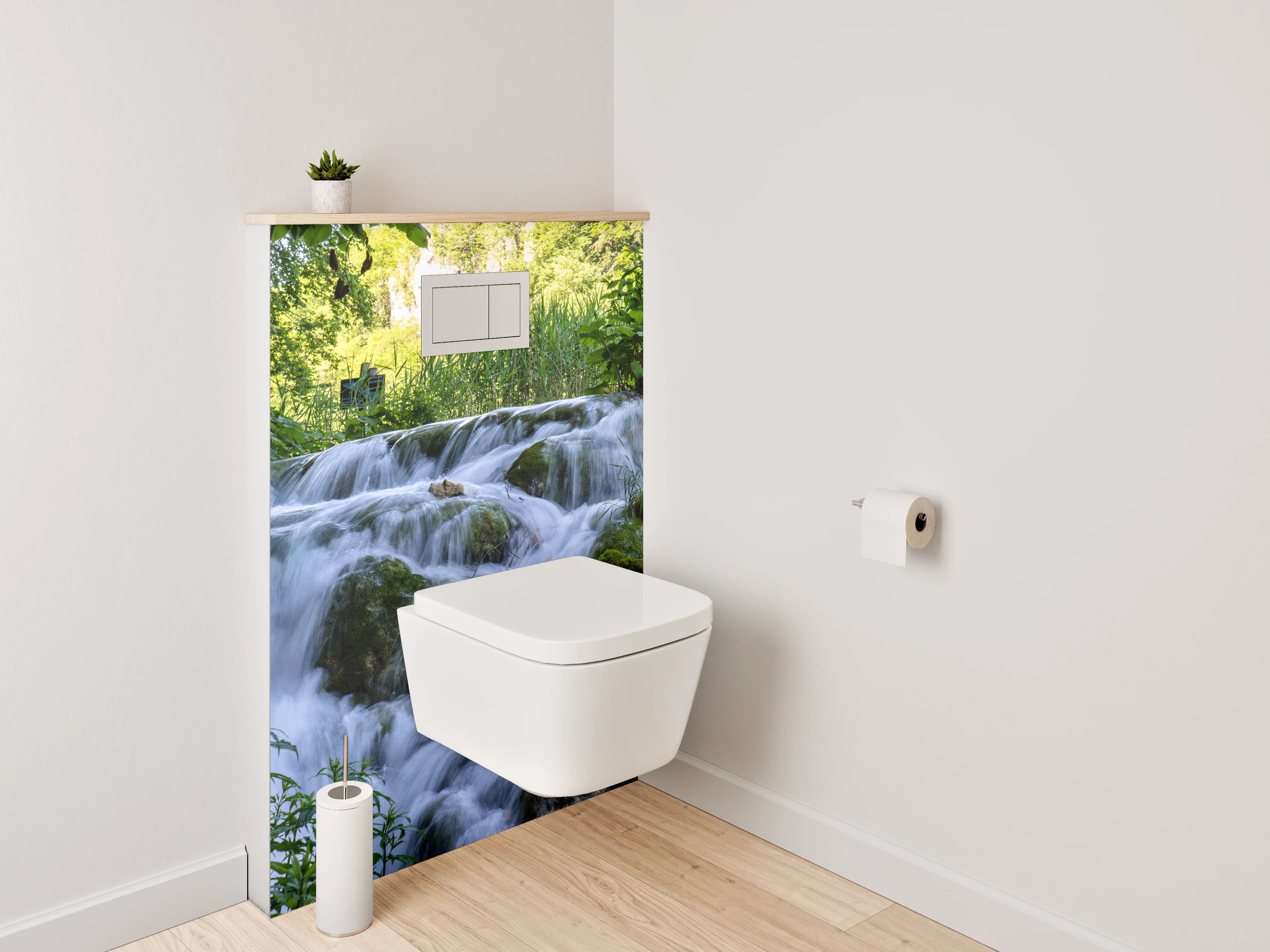 WC-Rückwand - Wasserfall im satten Grünton