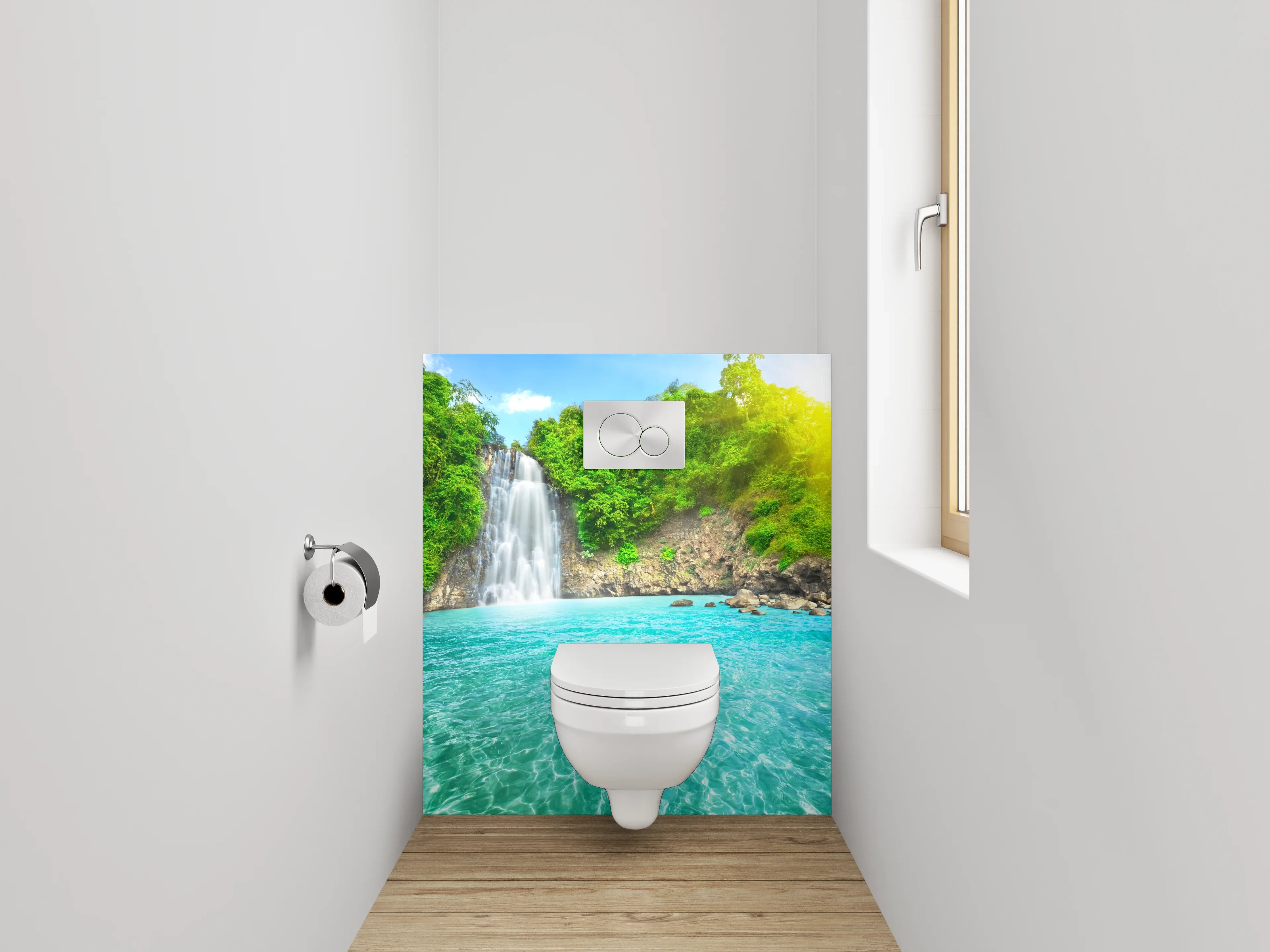 WC-Rückwand - Wasserfall im tropischen Paradies