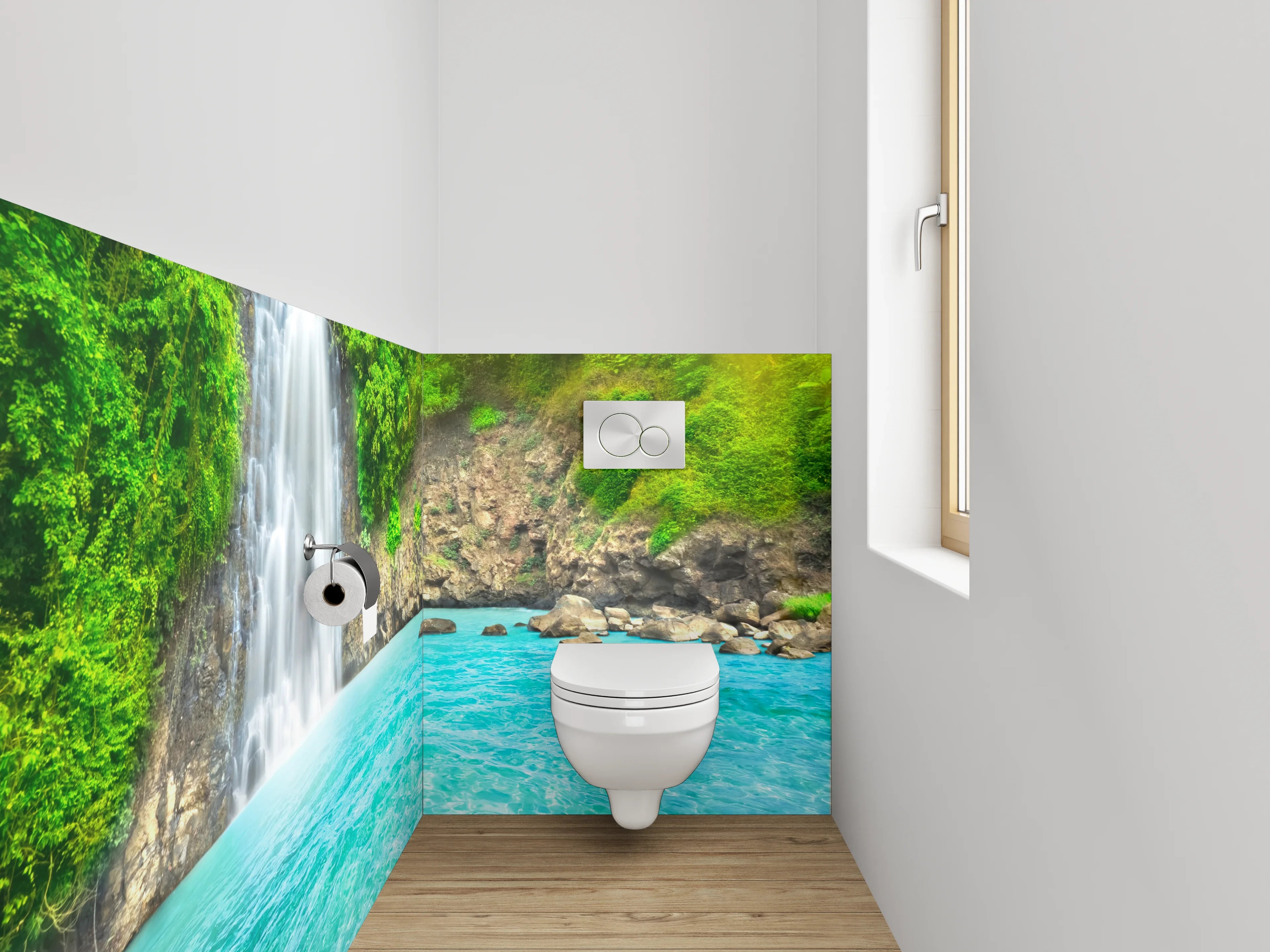 WC-Rückwand - Wasserfall im tropischen Paradies