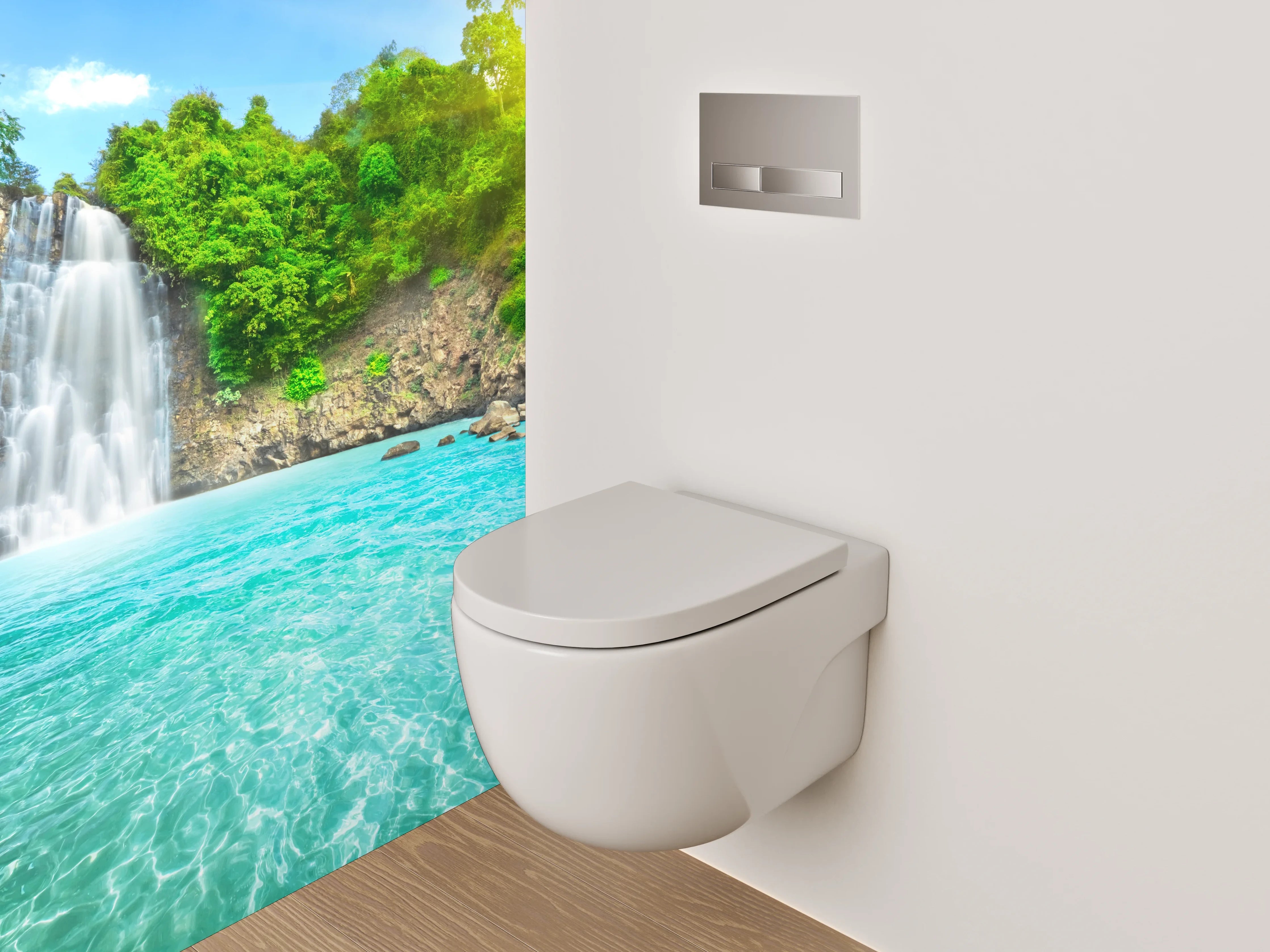 WC-Rückwand - Wasserfall im tropischen Paradies