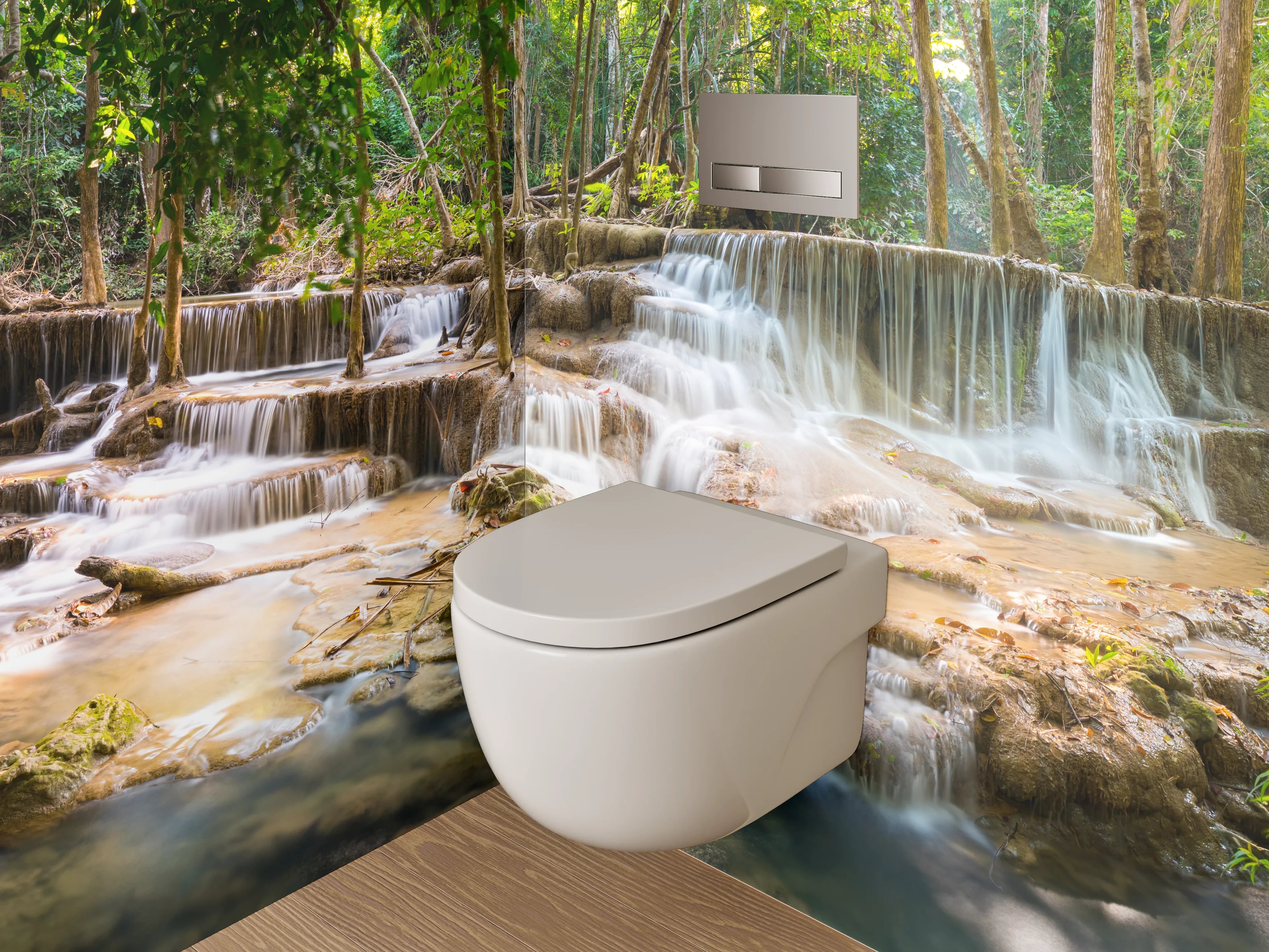 WC-Rückwand - Wasserfall im tropischen Regenwald