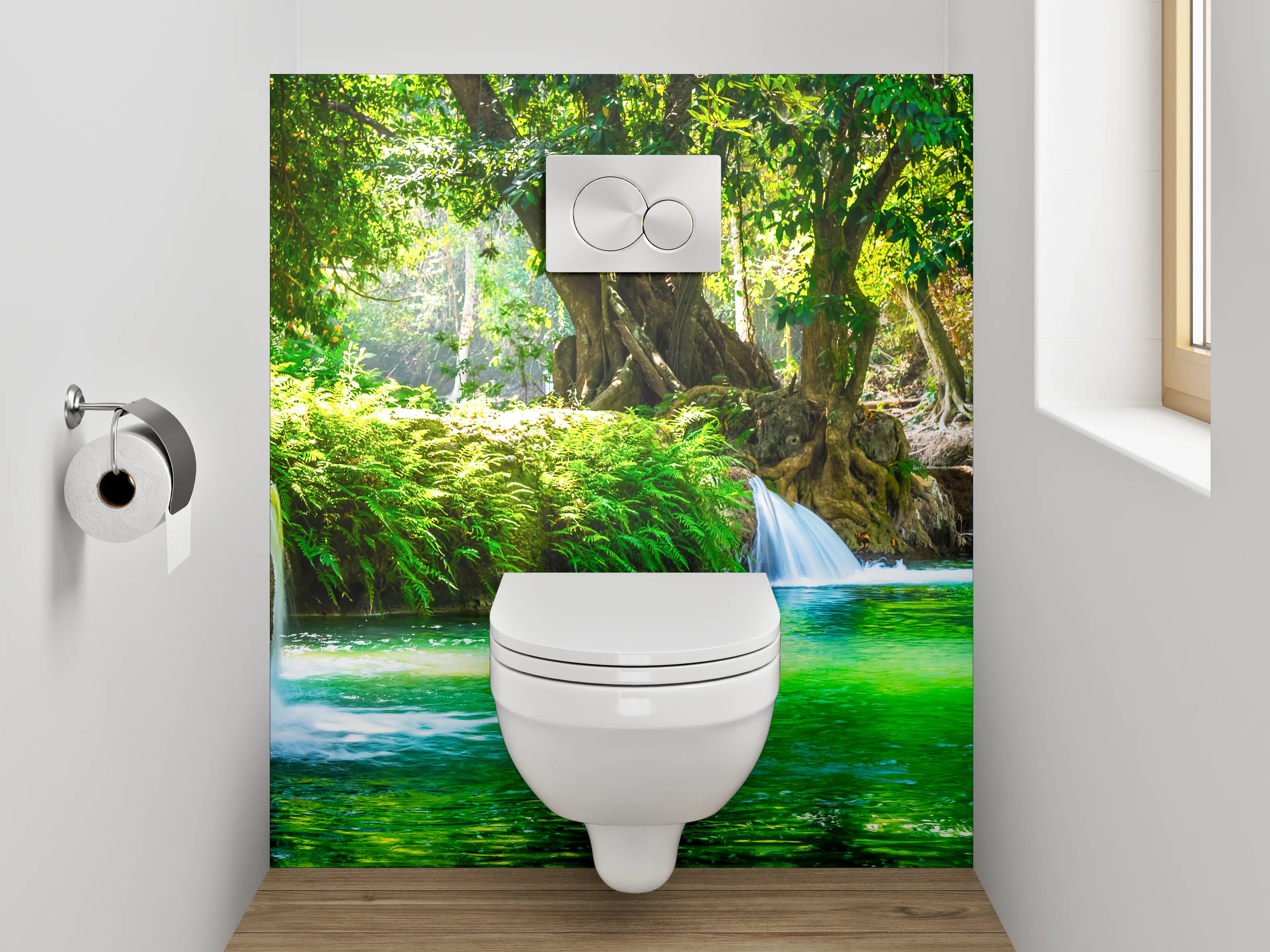 WC-Rückwand - Wasserfall im tropischen Wald