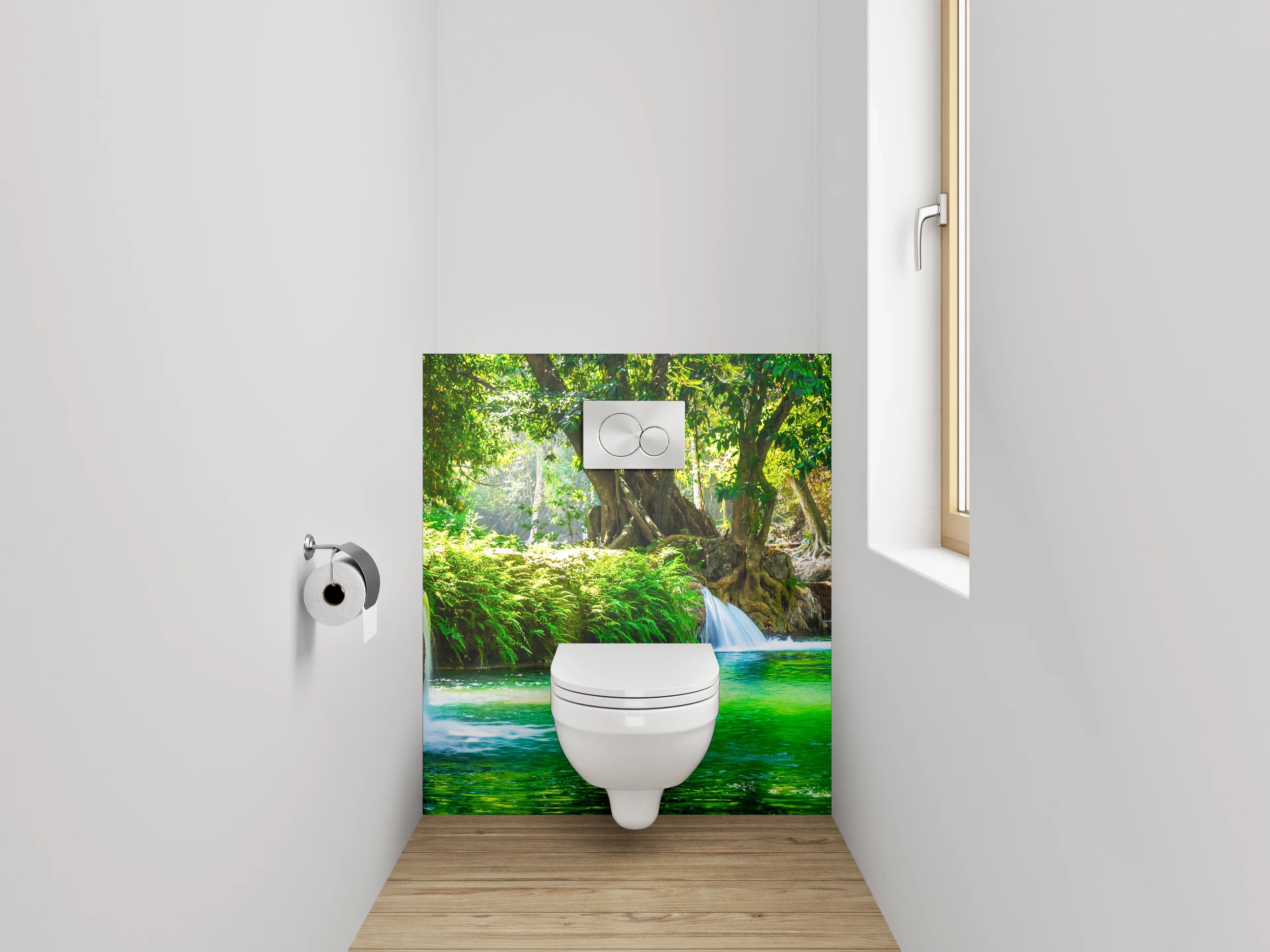 WC-Rückwand - Wasserfall im tropischen Wald