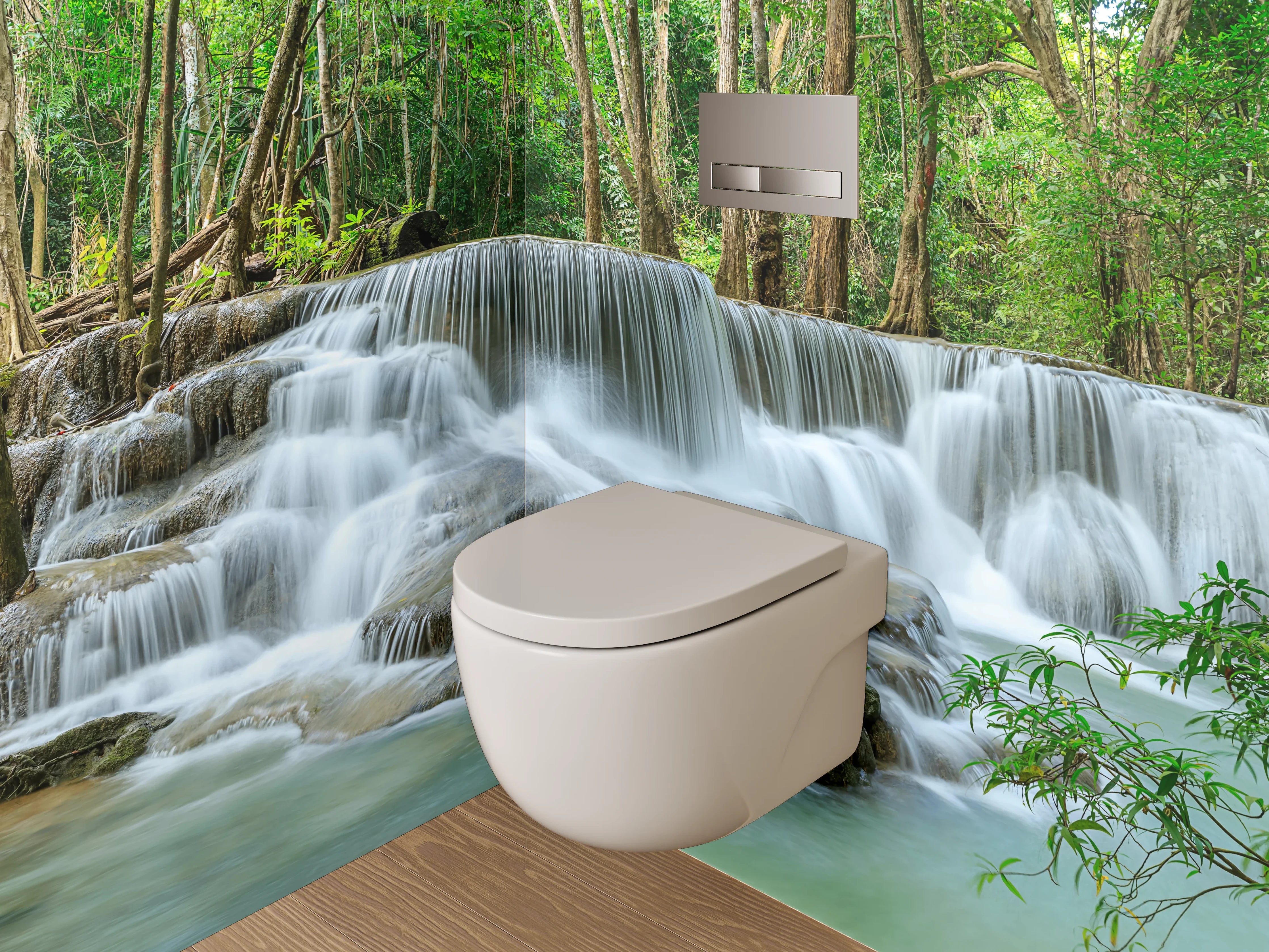 WC-Rückwand - Wasserfall in tropischem Wald