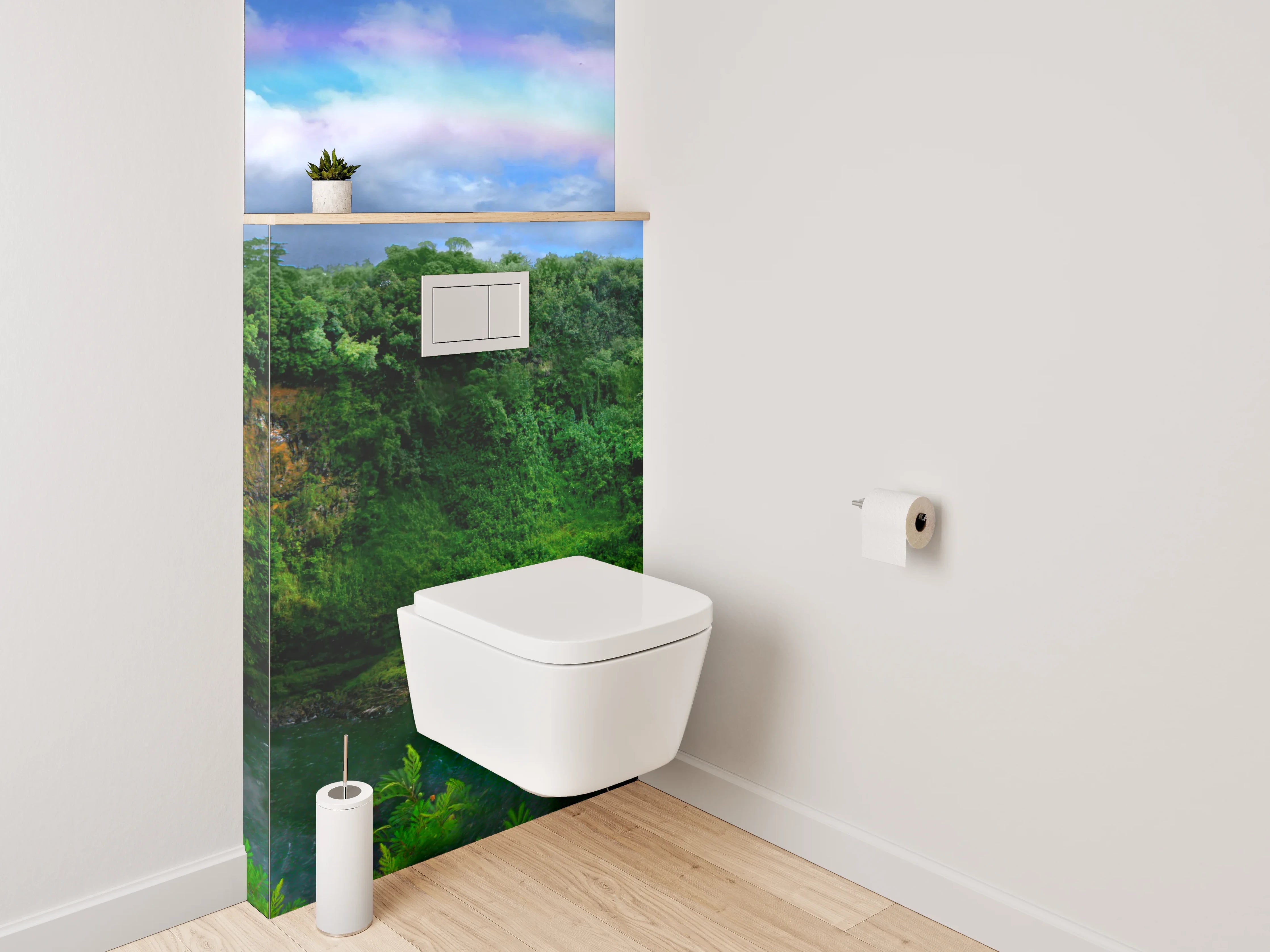 WC-Rückwand - Wasserfall mit Regenbogen Naturidylle