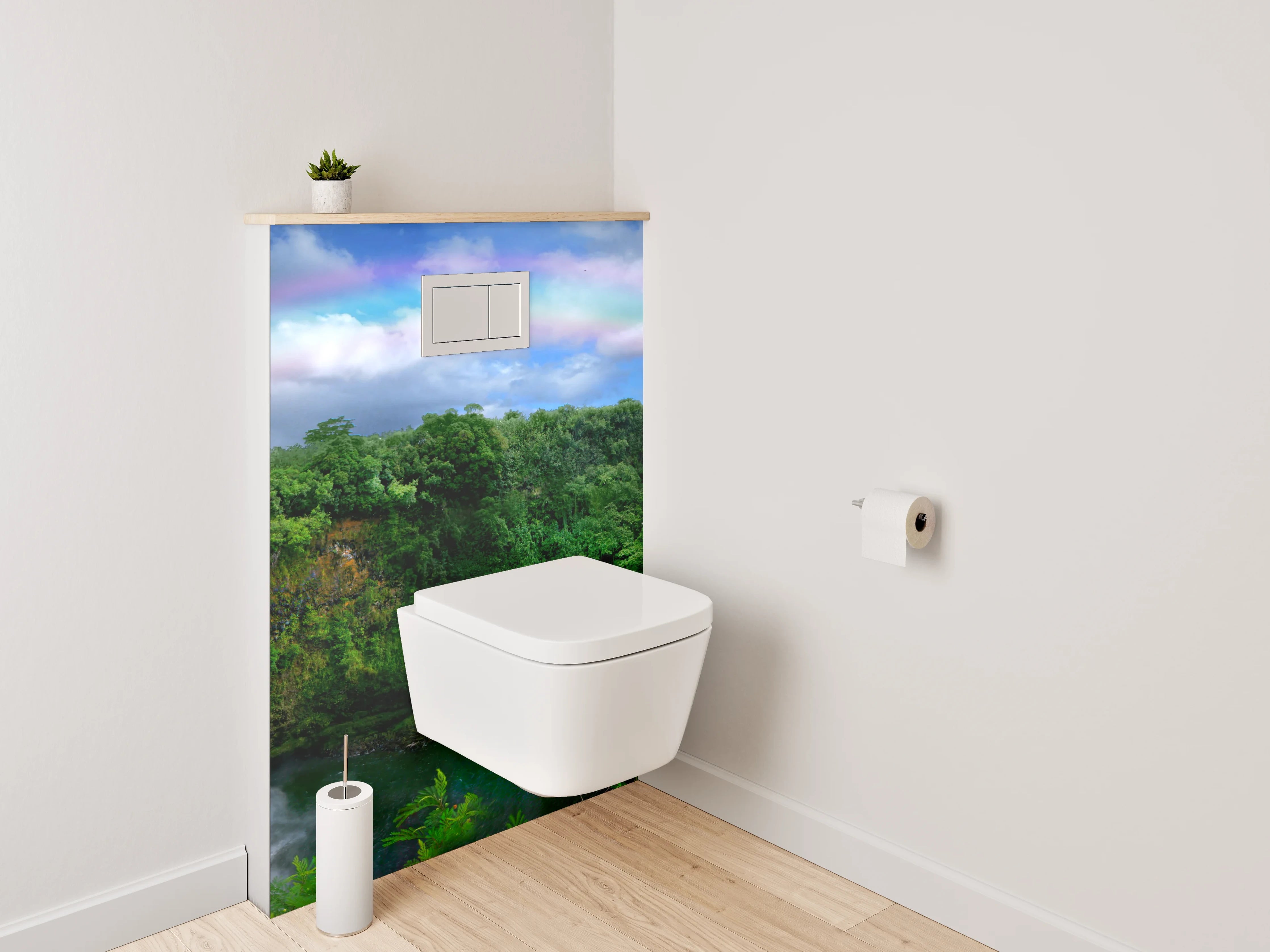 WC-Rückwand - Wasserfall mit Regenbogen Naturidylle