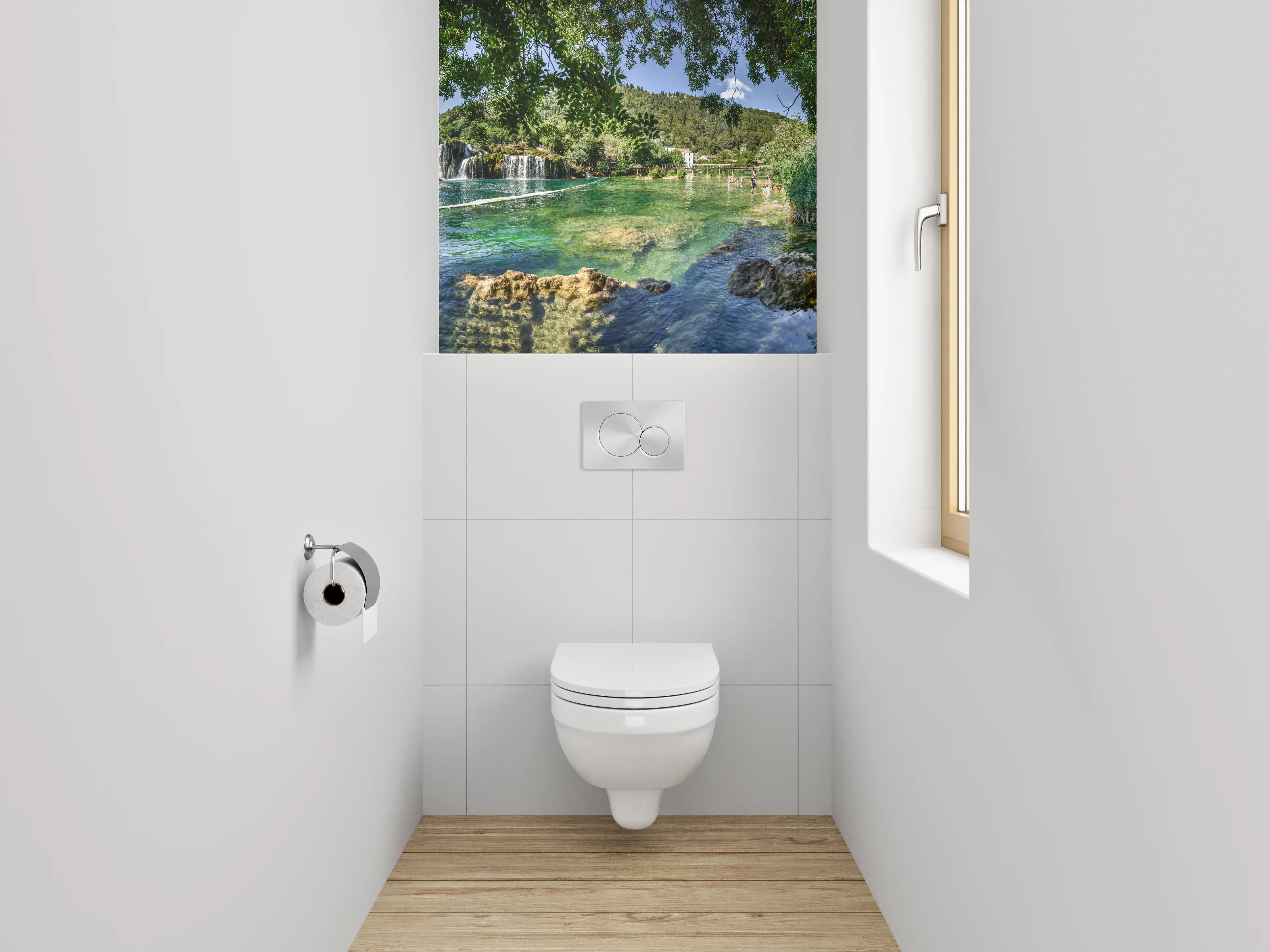 WC-Rückwand - Wasserfallidylle glasklares Naturparadies