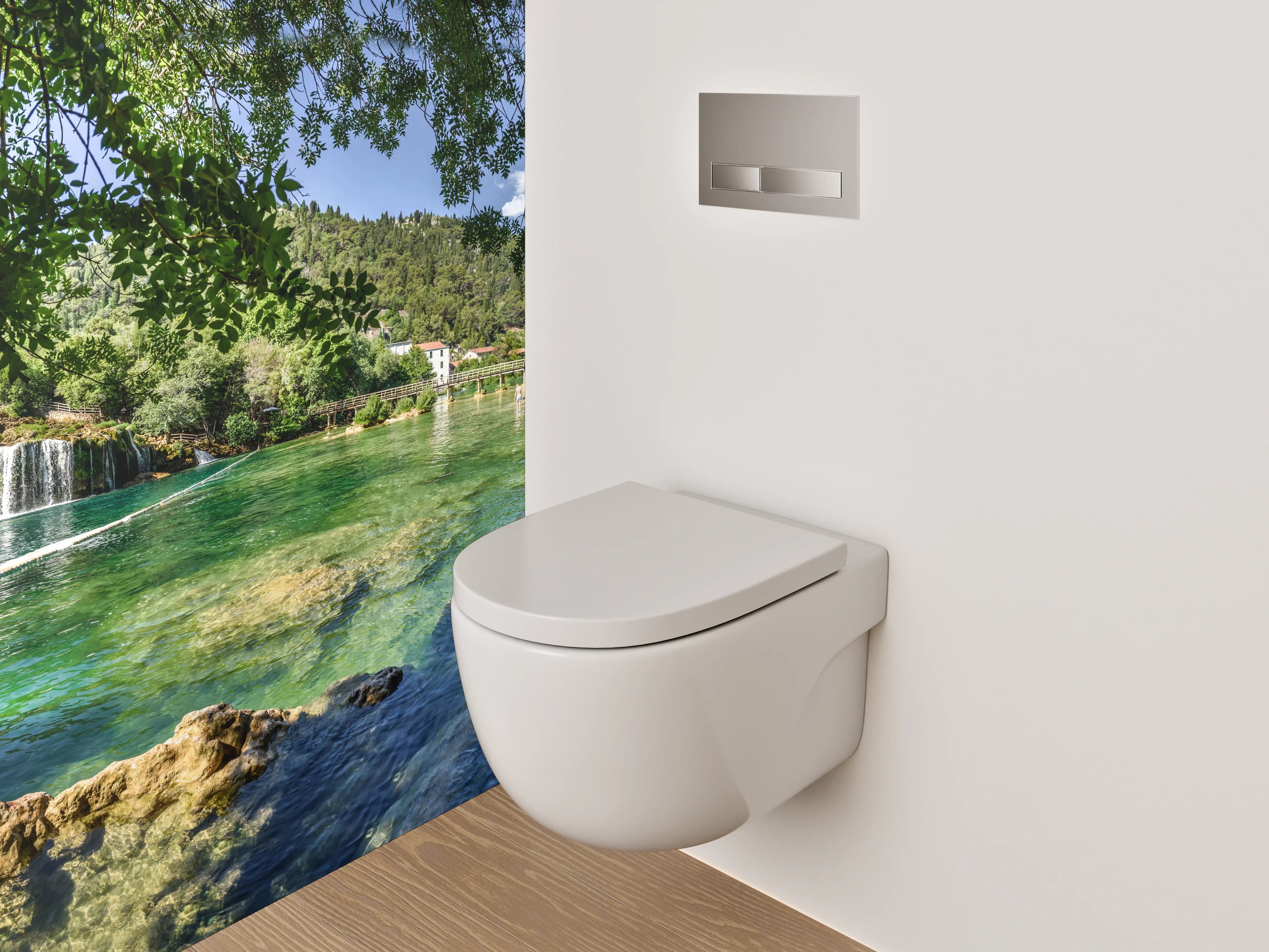 WC-Rückwand - Wasserfallidylle glasklares Naturparadies