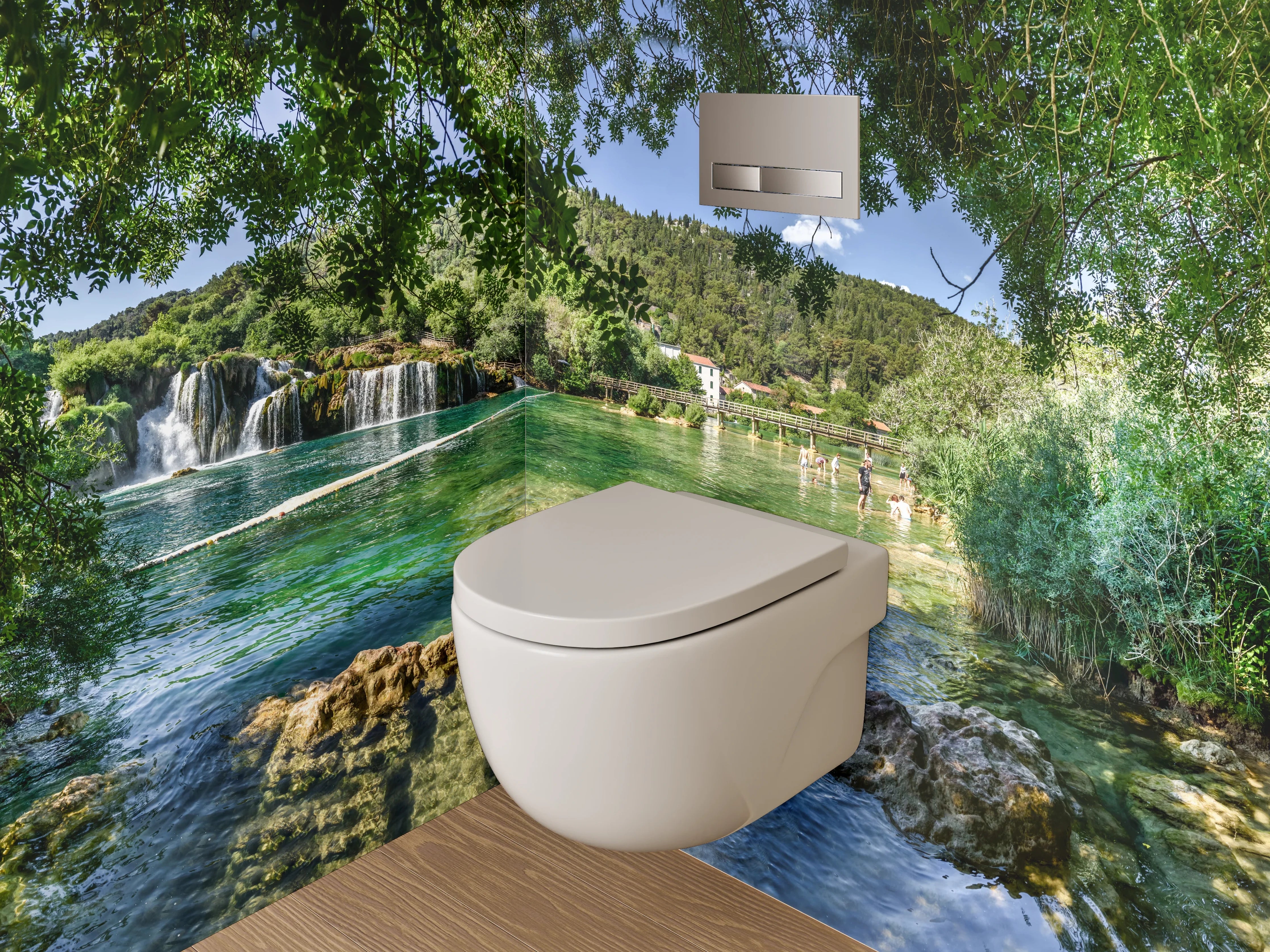 WC-Rückwand - Wasserfallidylle glasklares Naturparadies