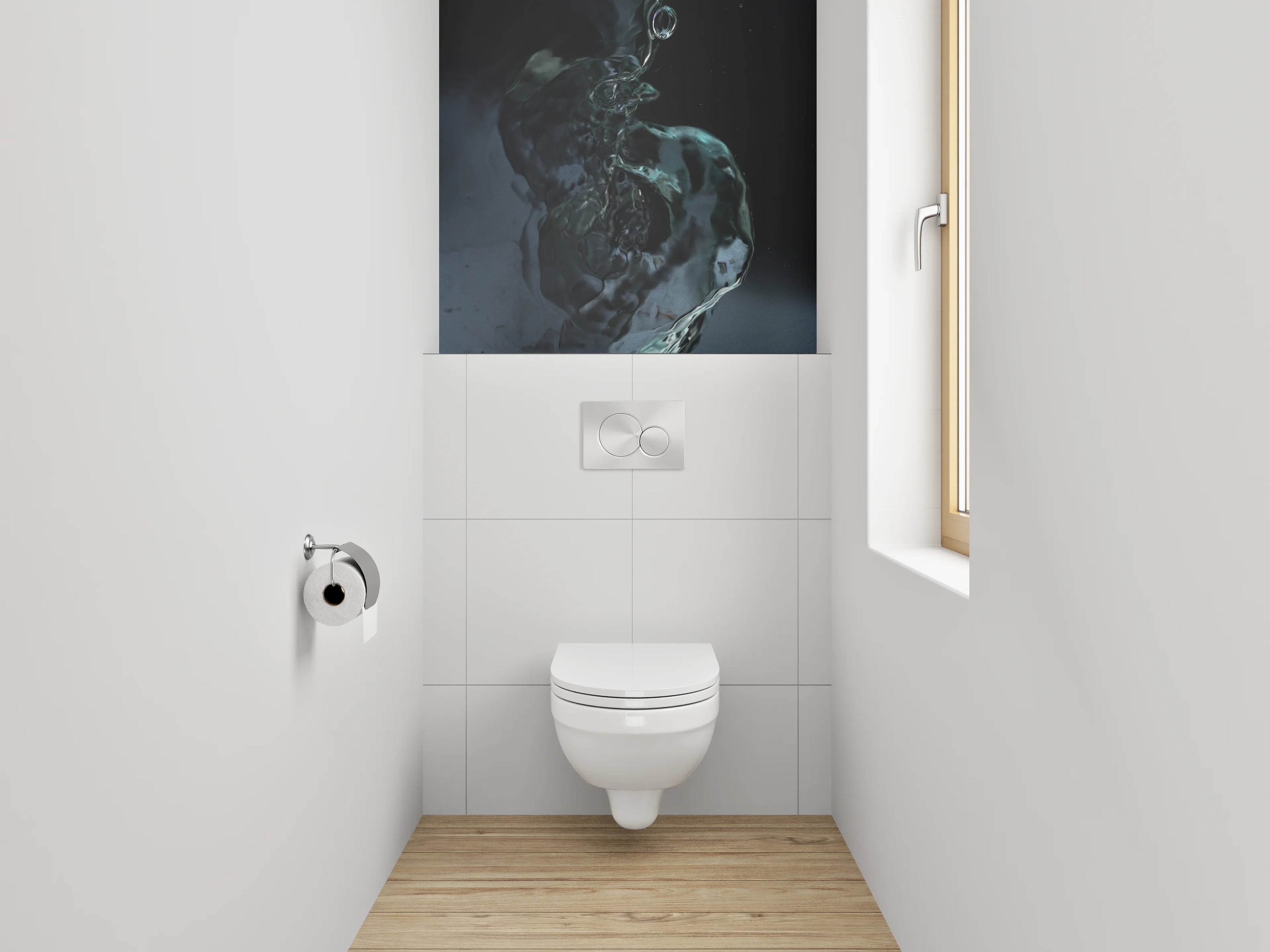 WC-Rückwand - Wasserfluss abstrakt Schwarz Blau