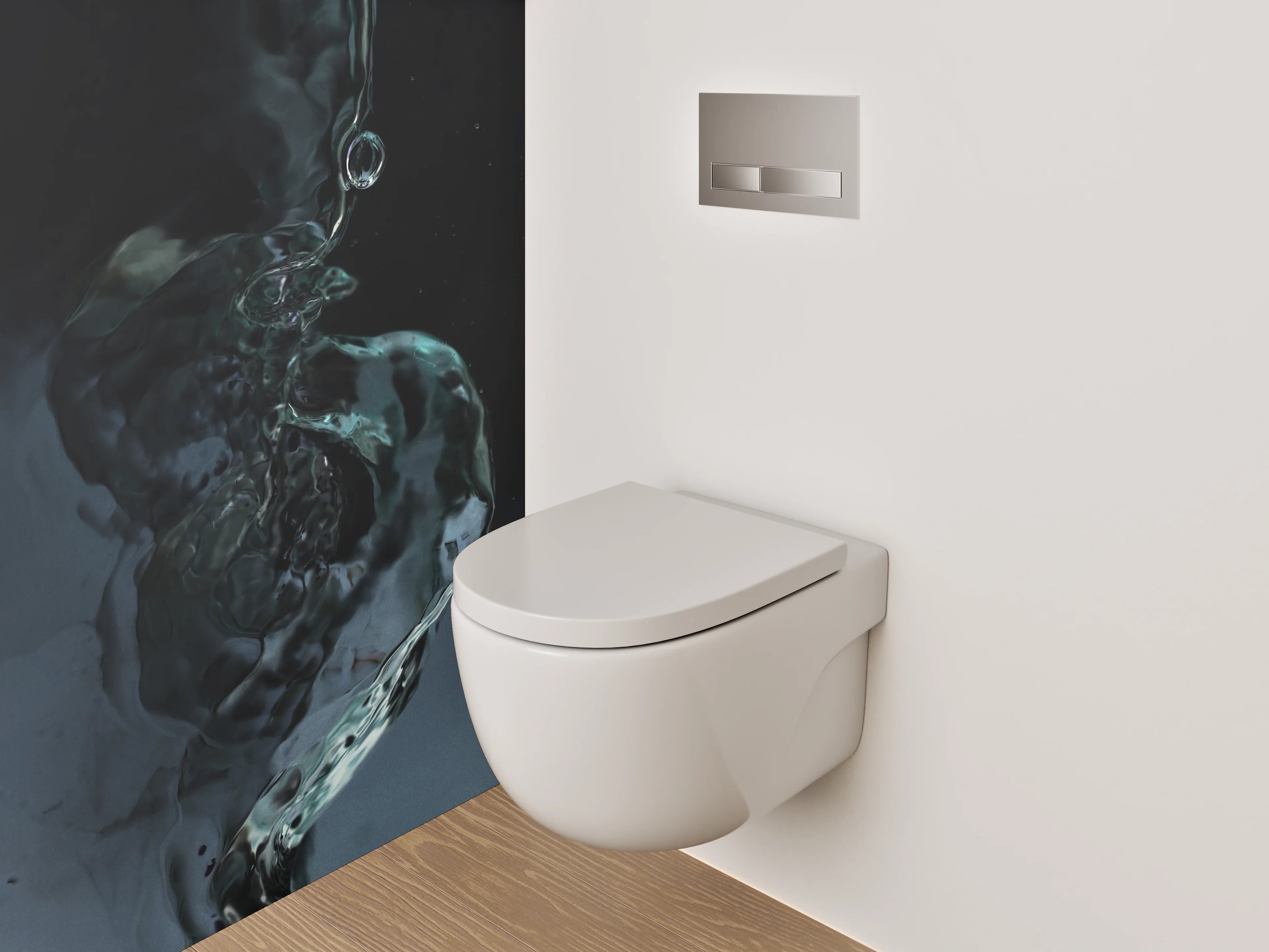 WC-Rückwand - Wasserfluss abstrakt Schwarz Blau