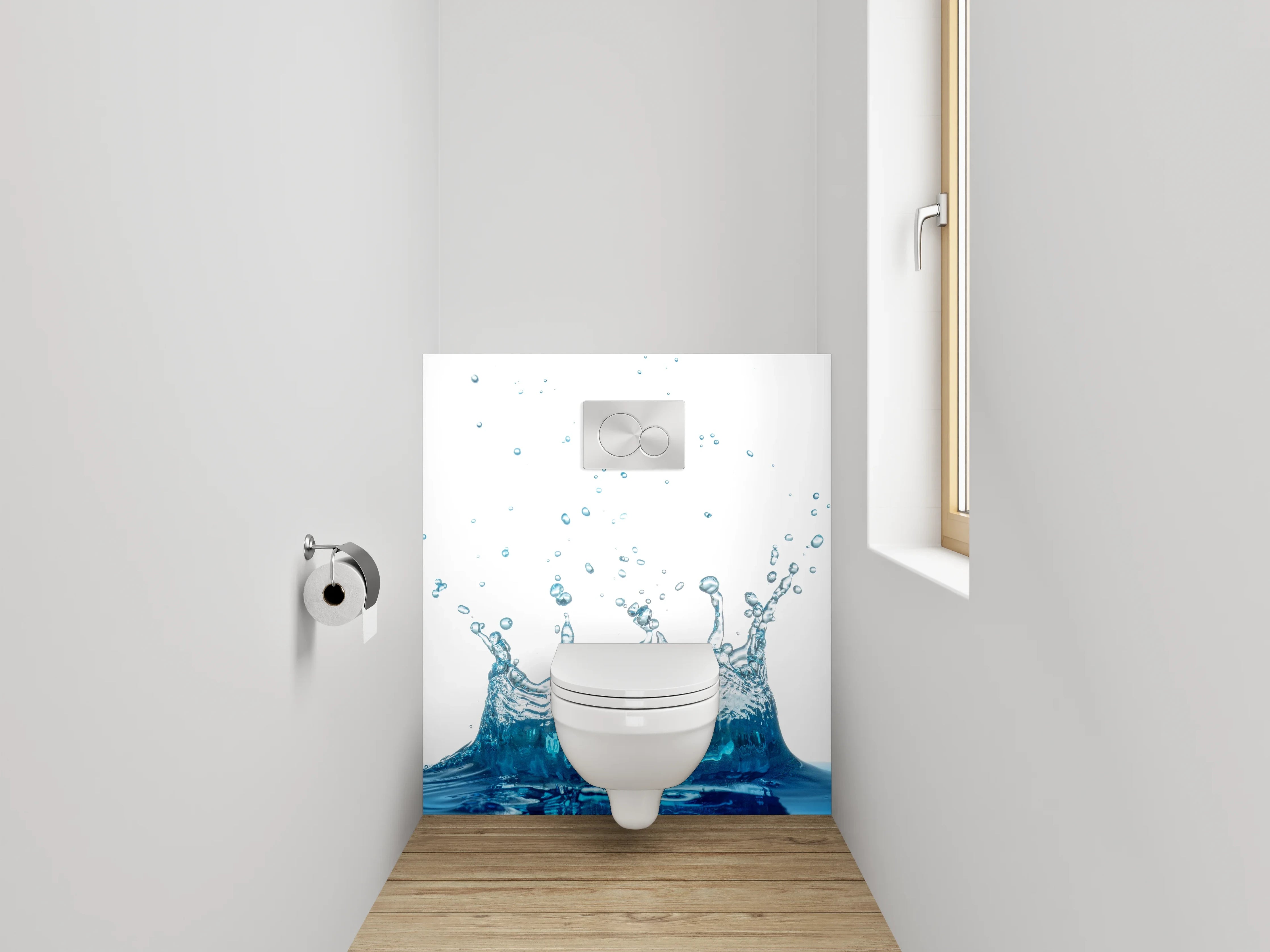 WC-Rückwand - Wasserspritzer Blau Fotodruck