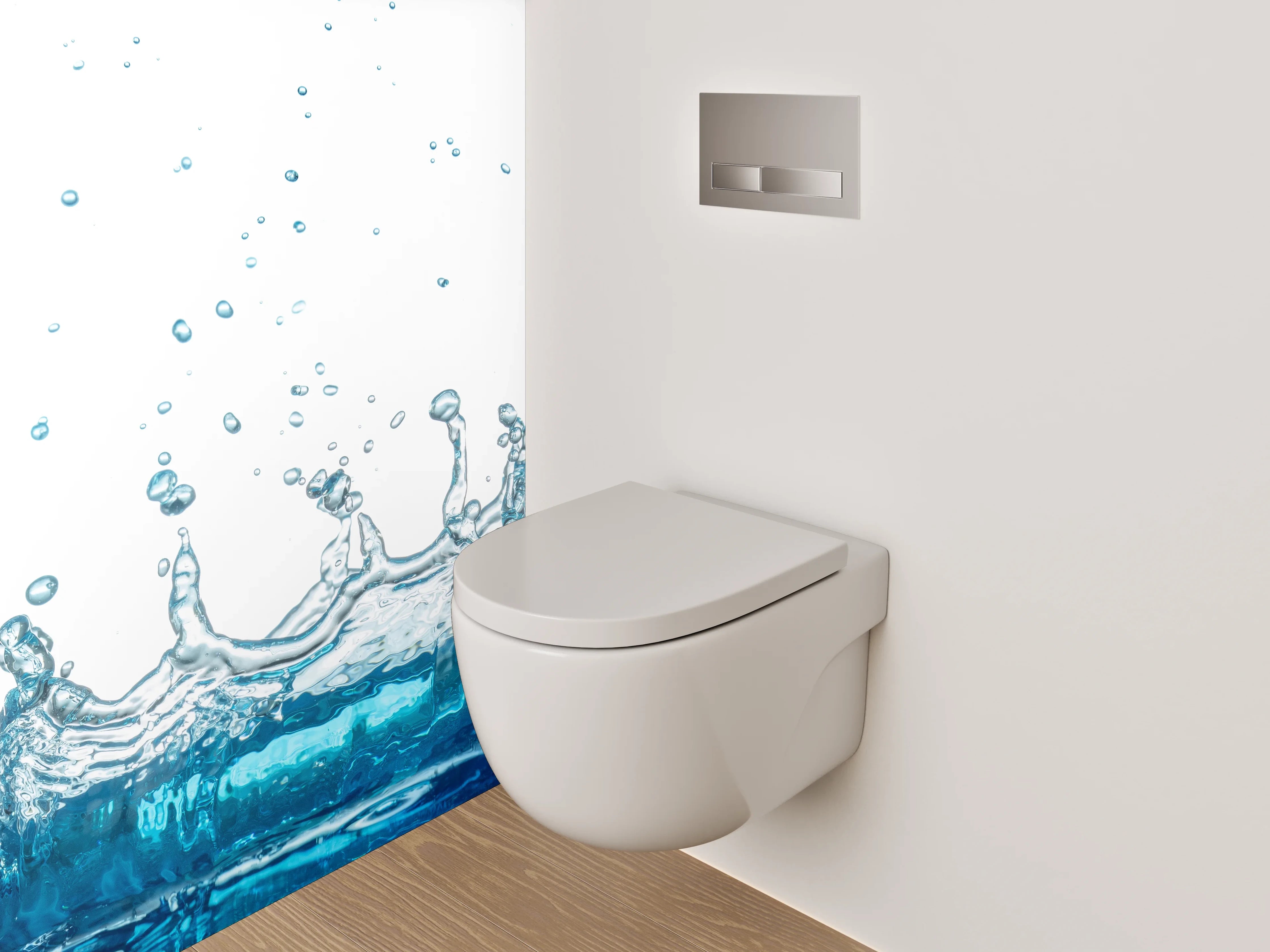 WC-Rückwand - Wasserspritzer Blau Fotodruck