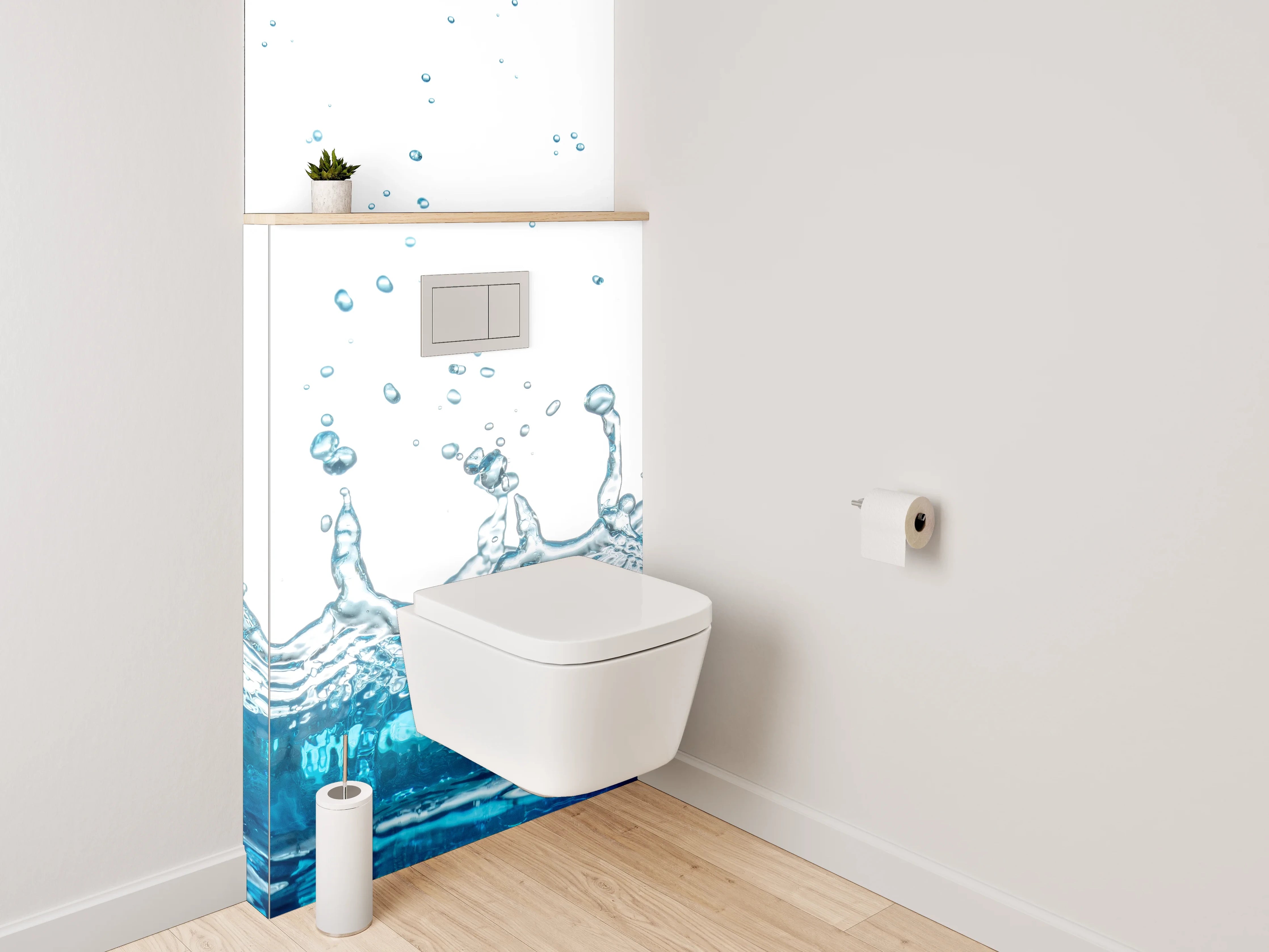 WC-Rückwand - Wasserspritzer Blau Fotodruck