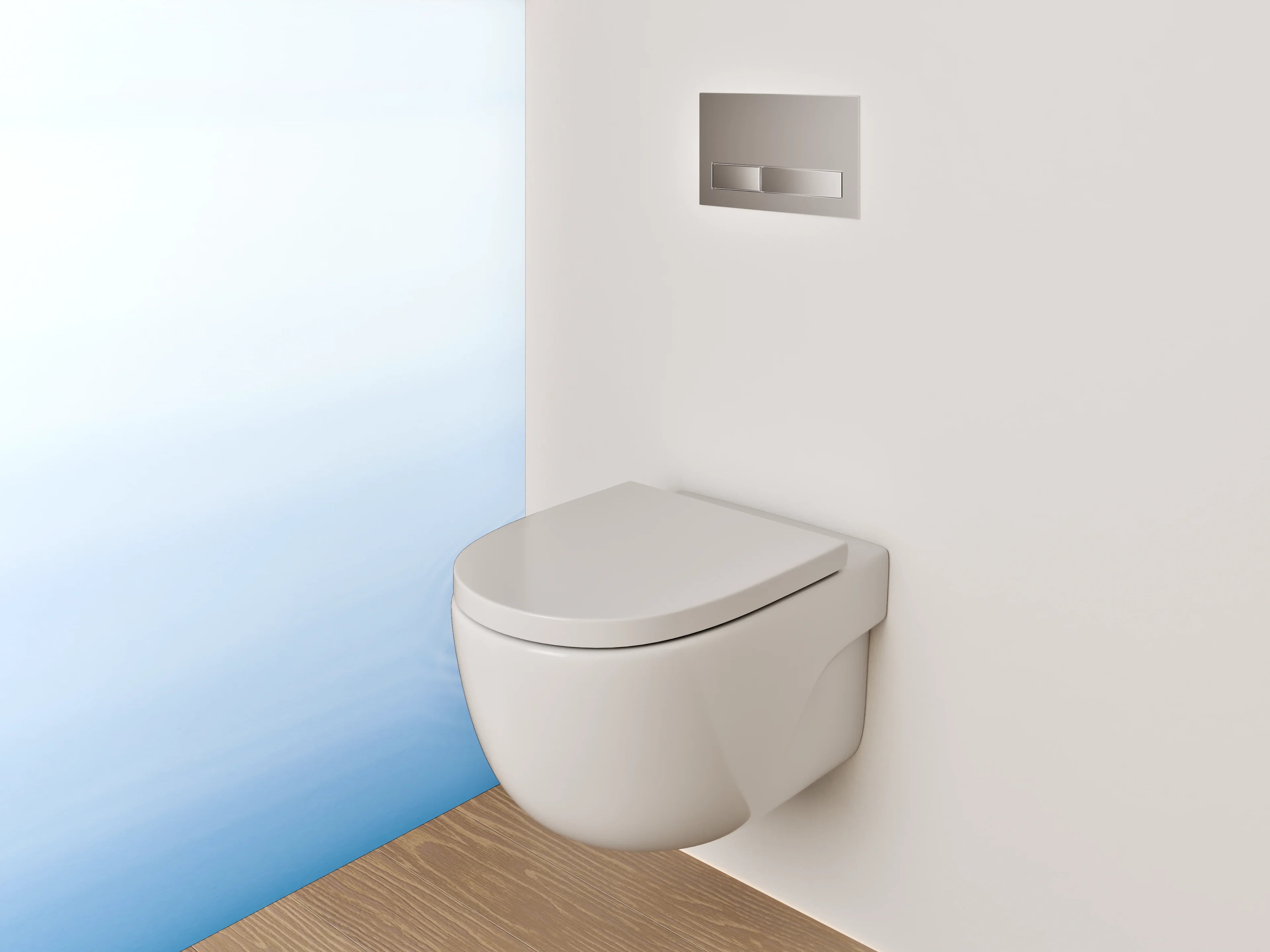 WC-Rückwand - Wassertropfen Ruhe – Blau weiß minimal