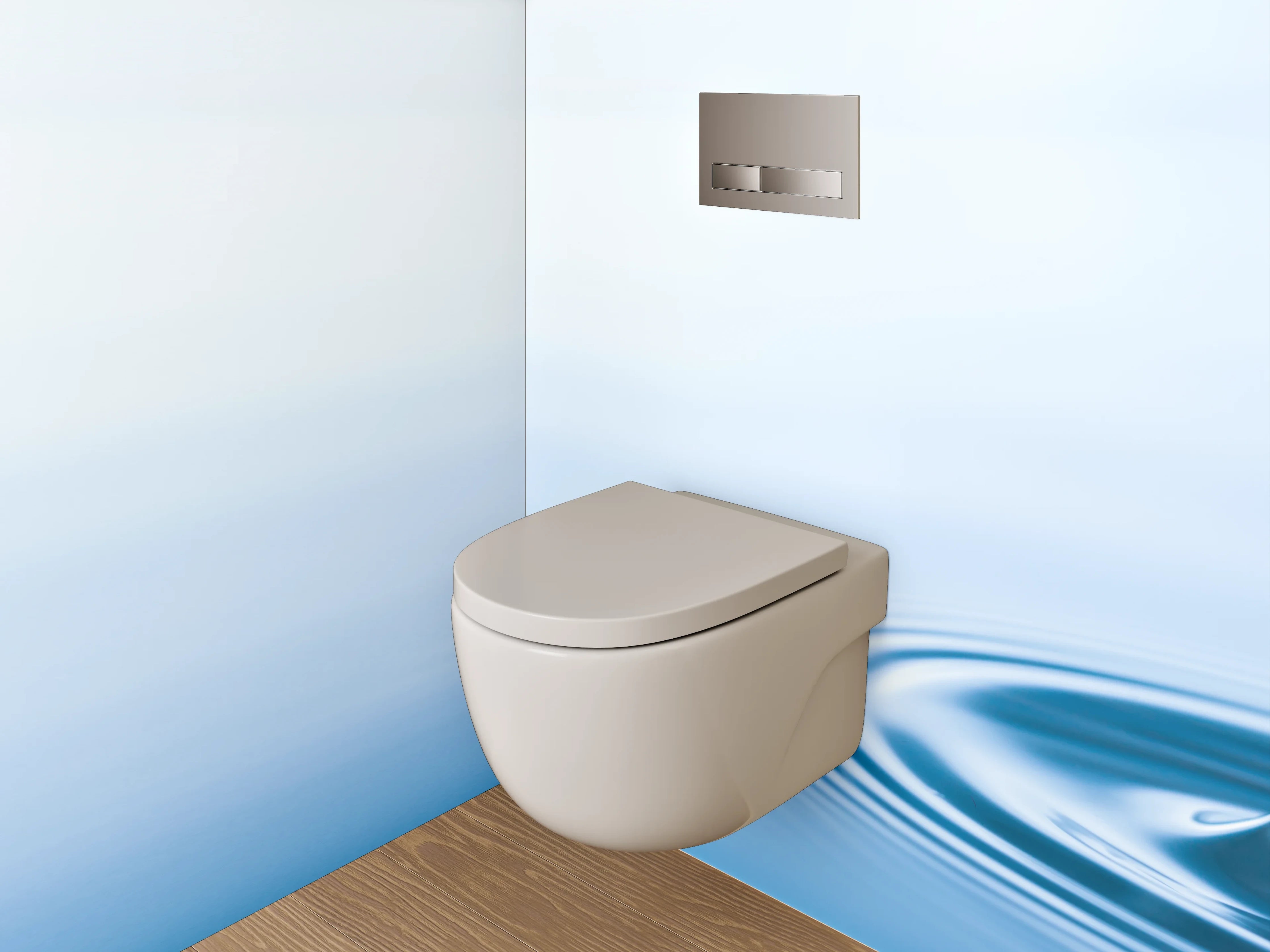 WC-Rückwand - Wassertropfen Ruhe – Blau weiß minimal