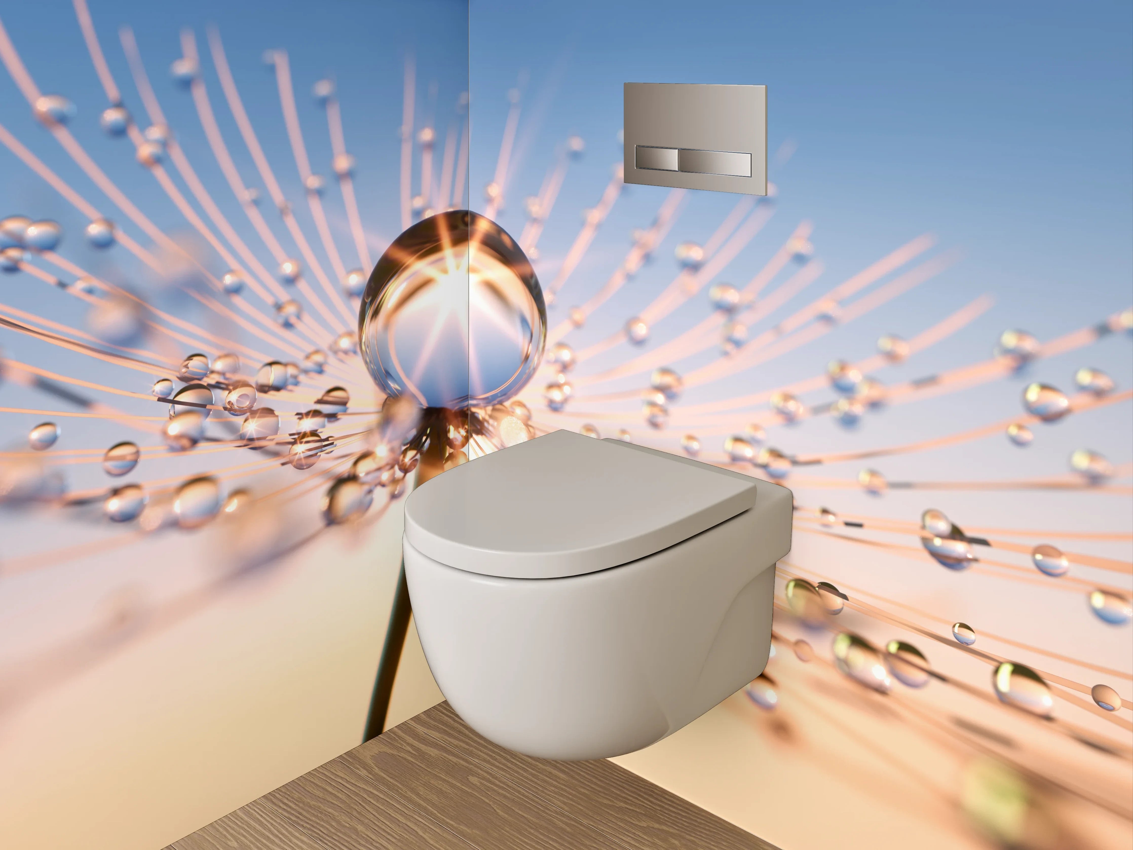 WC-Rückwand - Wassertropfen auf Pusteblume Makro