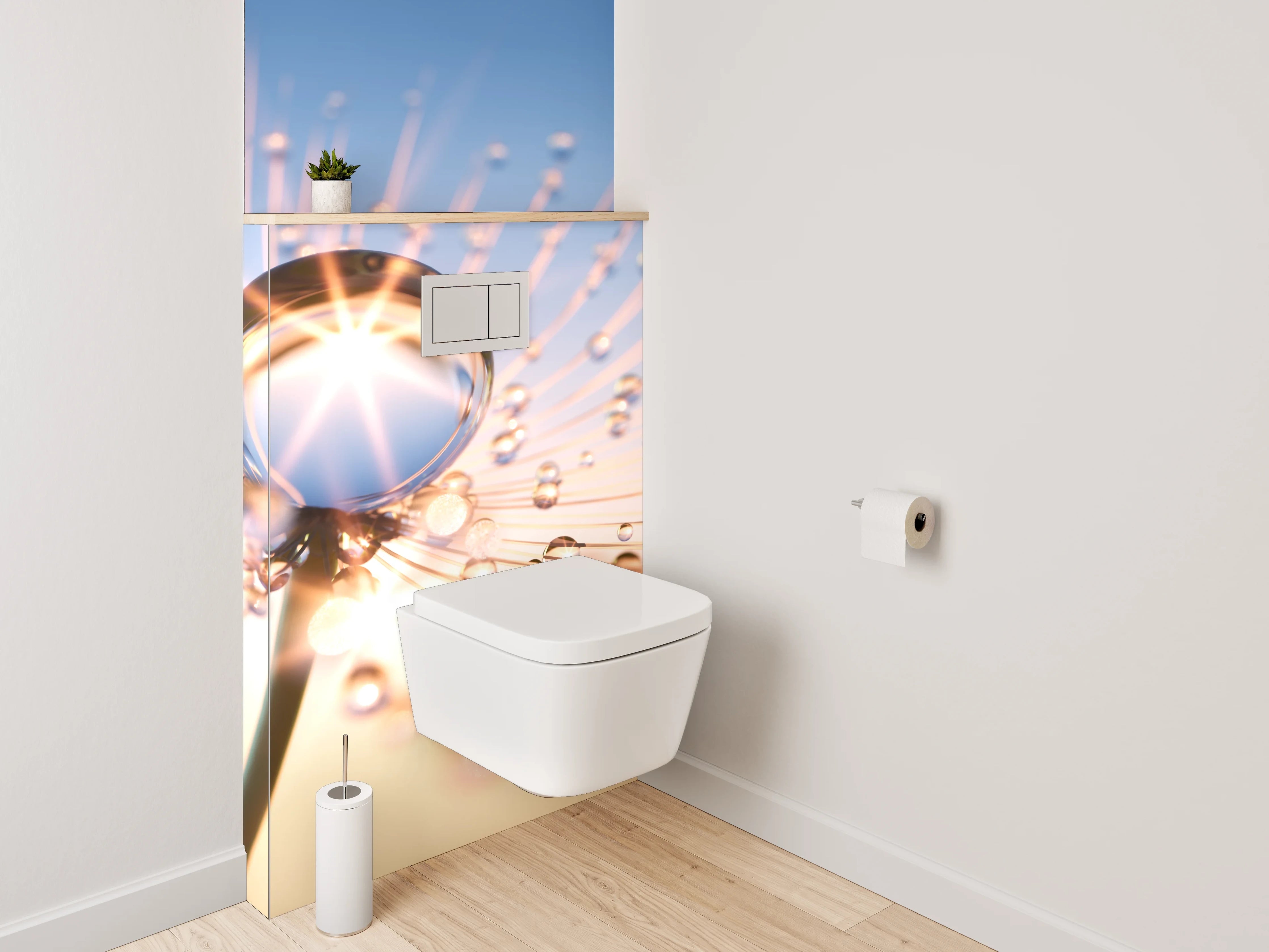 WC-Rückwand - Wassertropfen auf Pusteblume Makro