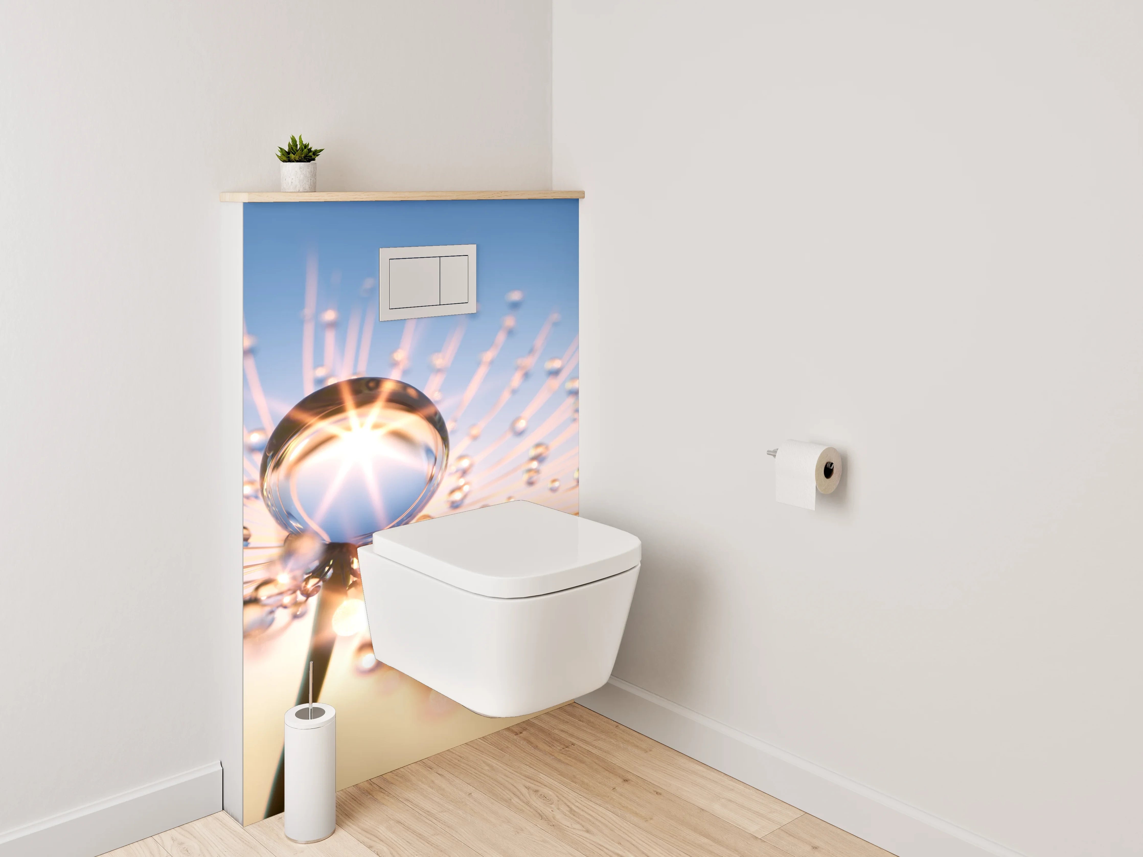 WC-Rückwand - Wassertropfen auf Pusteblume Makro