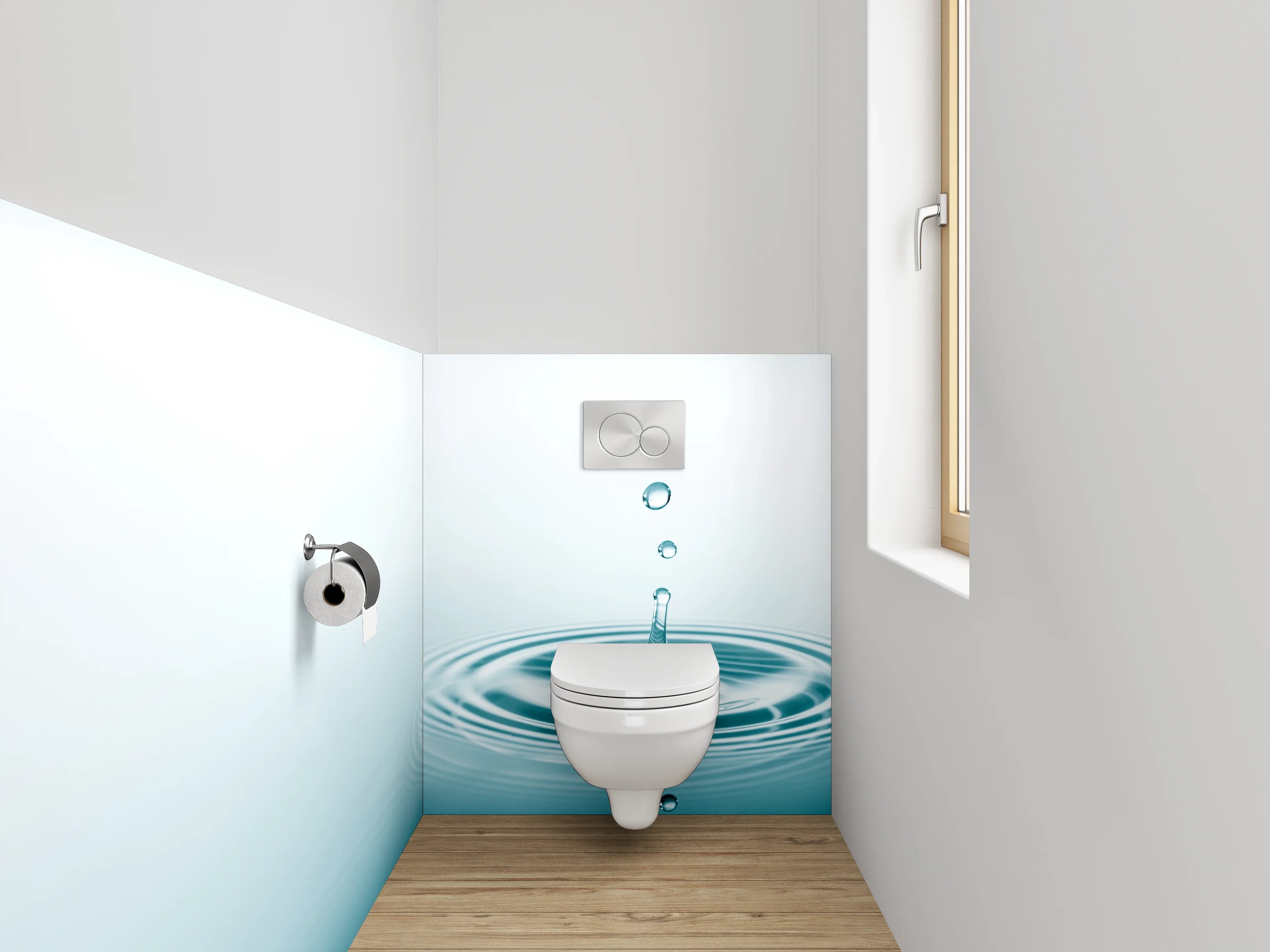 WC-Rückwand - Wassertropfen auf ruhiger Oberfläche