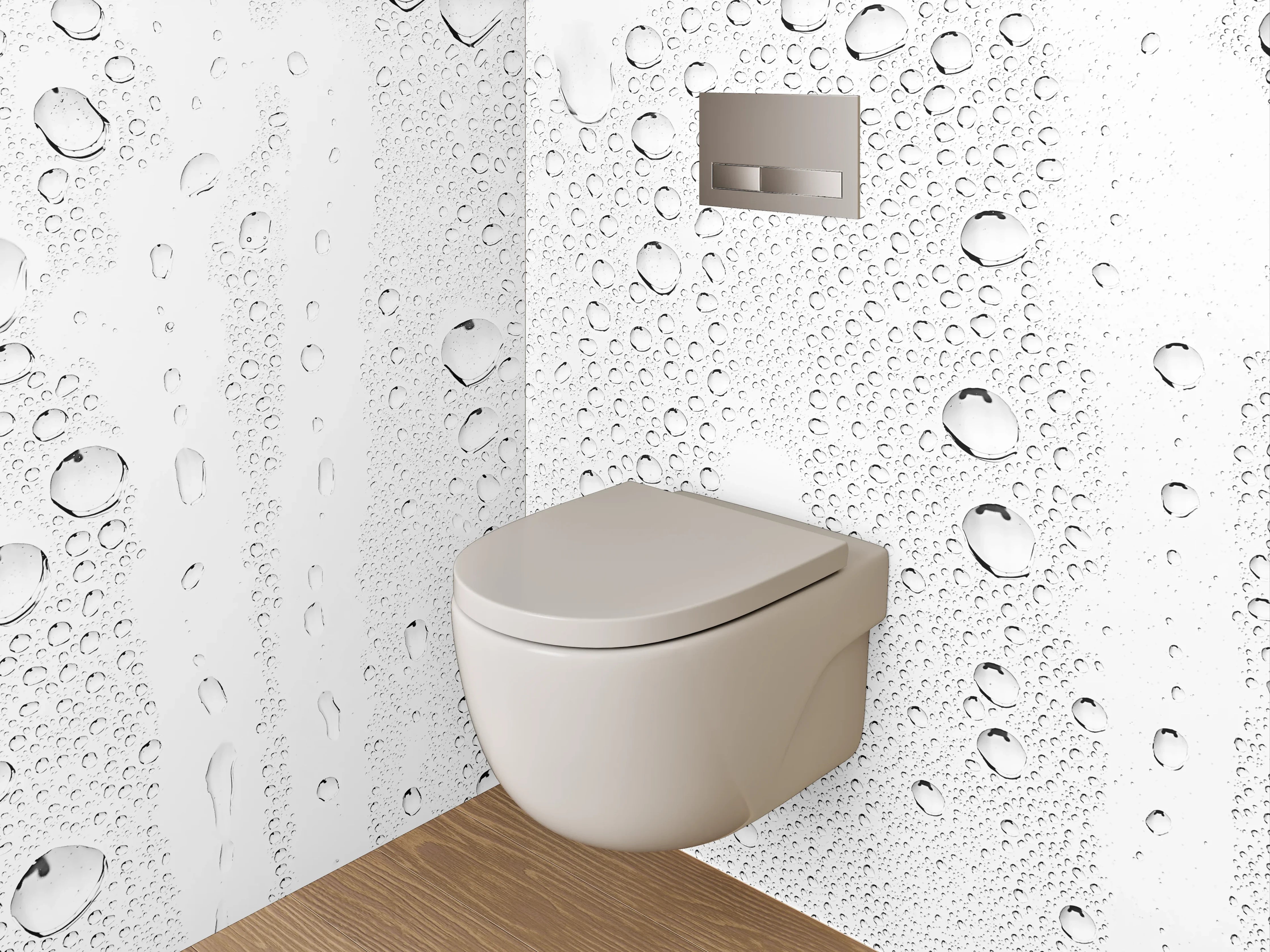 WC-Rückwand - Wassertropfen auf weißem Hintergrund