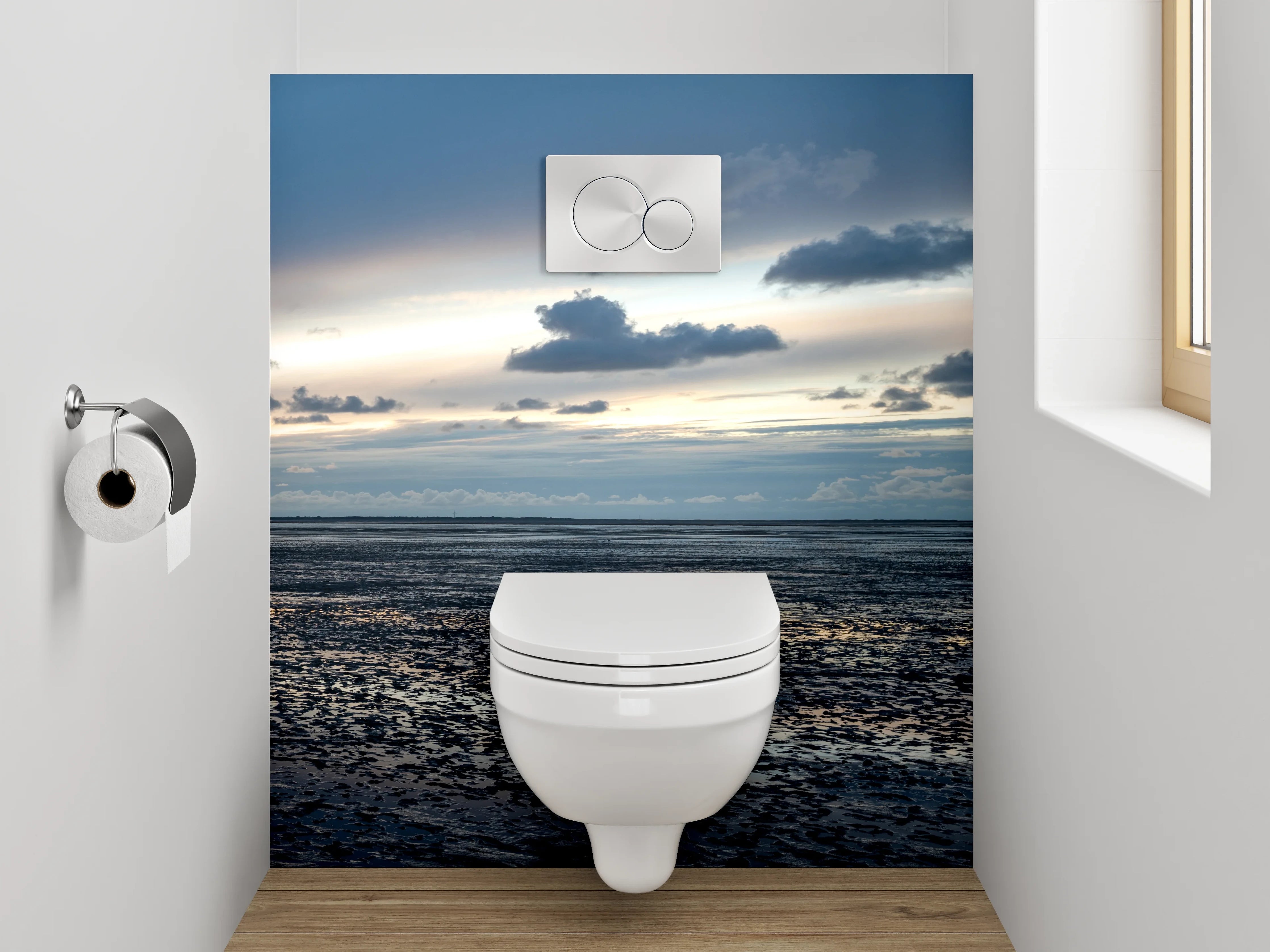 WC-Rückwand - Wattlandschaft bei Sonnenuntergang Panorama