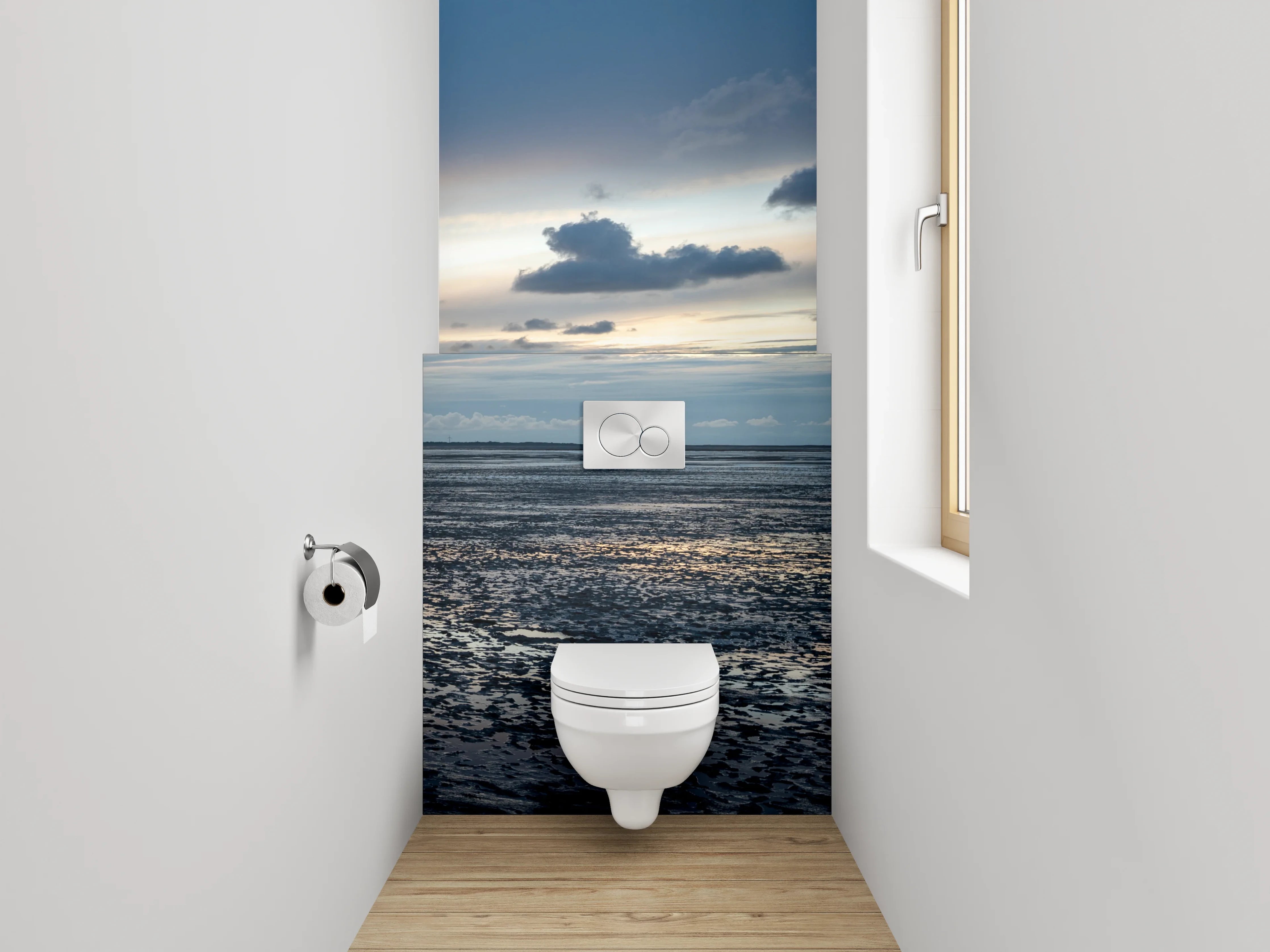 WC-Rückwand - Wattlandschaft bei Sonnenuntergang Panorama