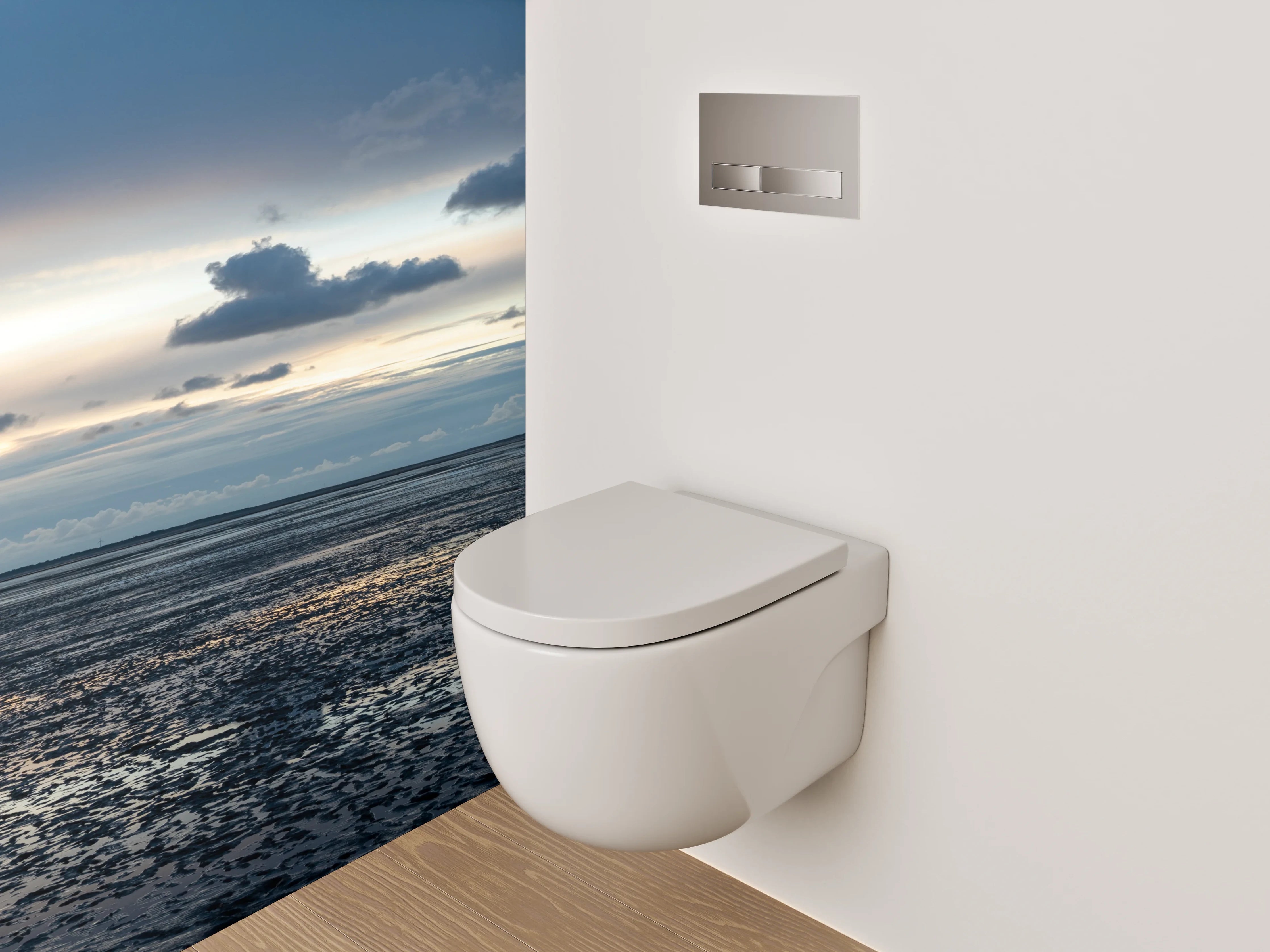WC-Rückwand - Wattlandschaft bei Sonnenuntergang Panorama