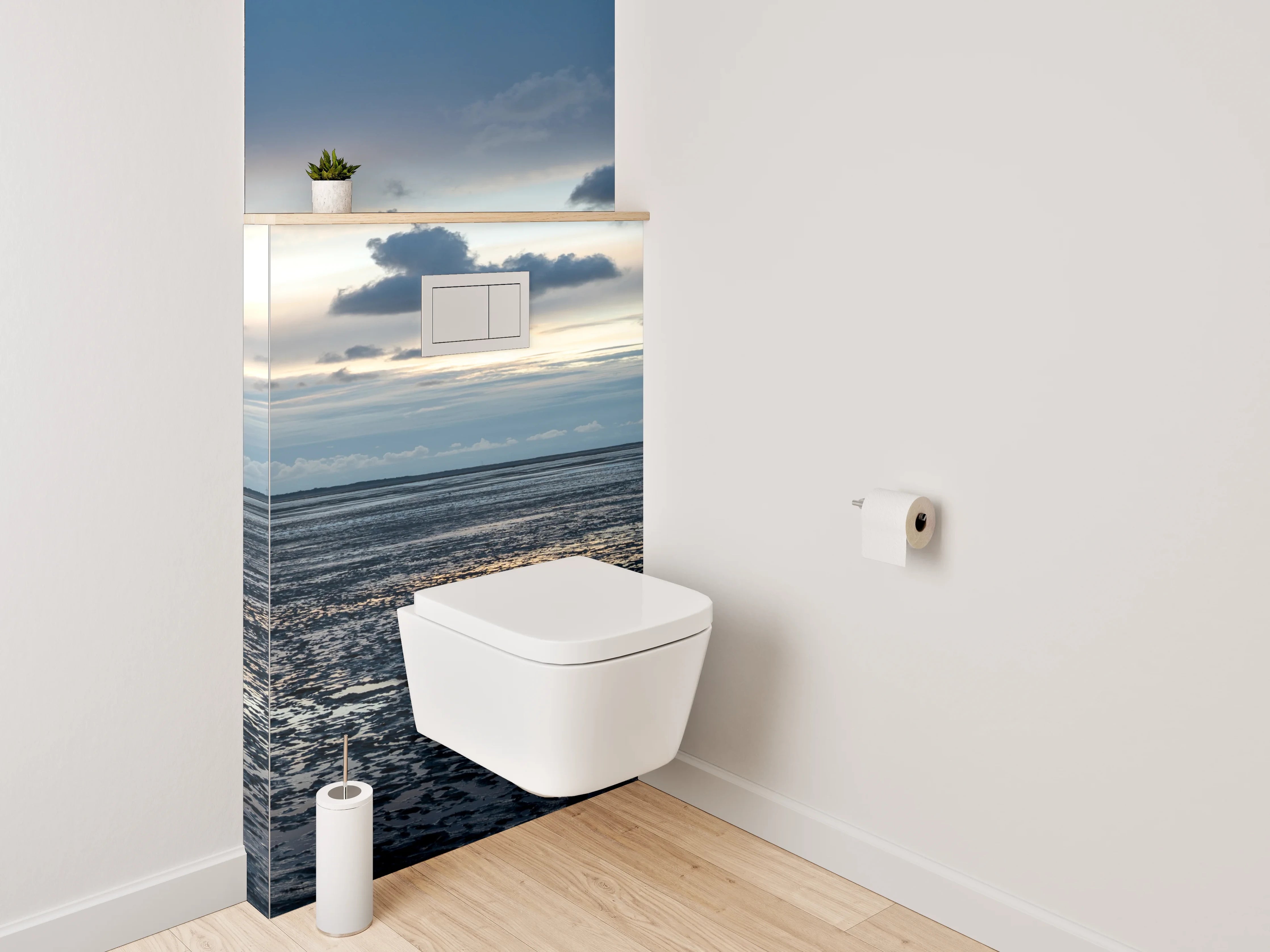 WC-Rückwand - Wattlandschaft bei Sonnenuntergang Panorama