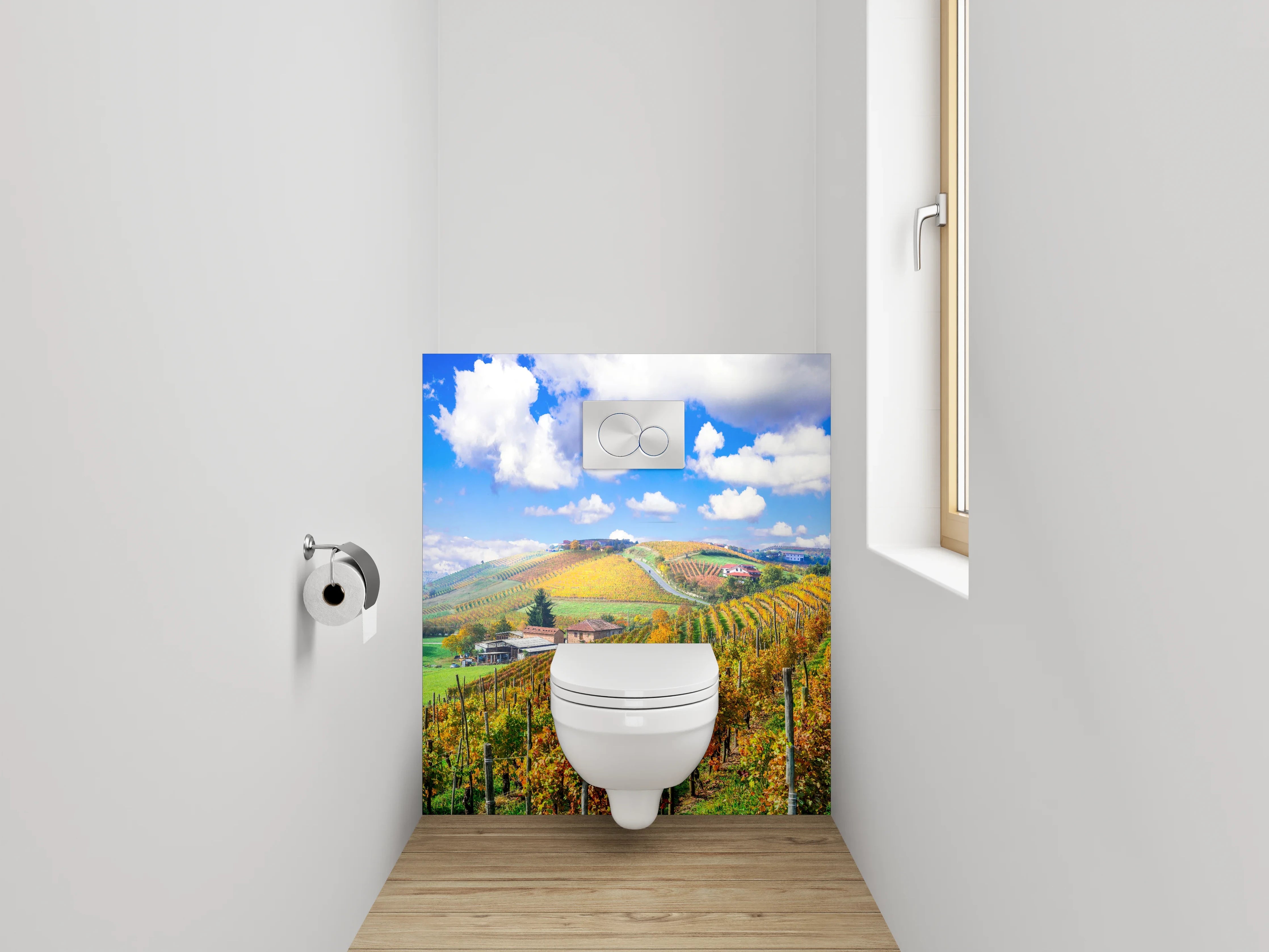 WC-Rückwand - Weinberg Landschaft mit blauem Himmel