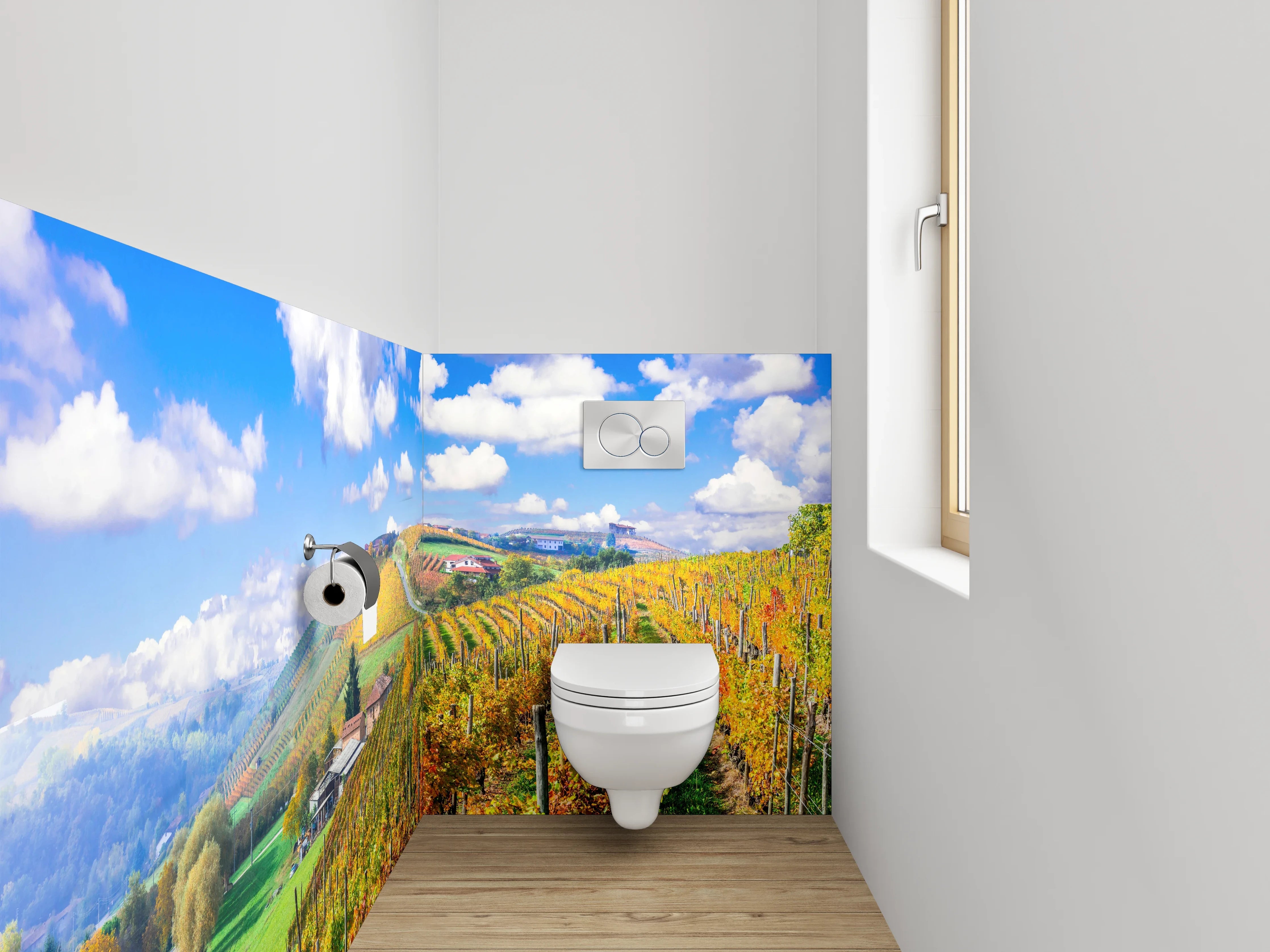 WC-Rückwand - Weinberg Landschaft mit blauem Himmel