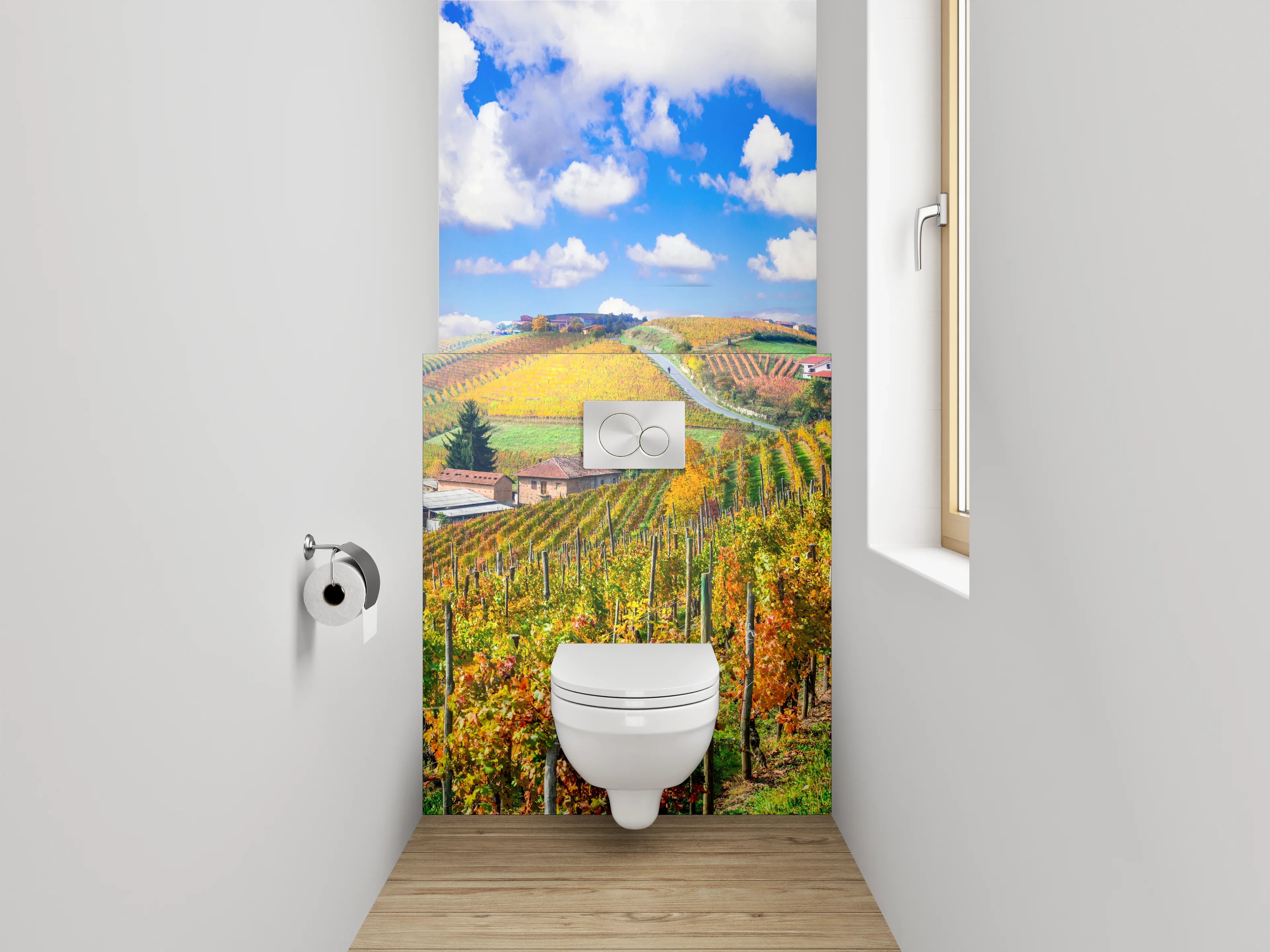 WC-Rückwand - Weinberg Landschaft mit blauem Himmel