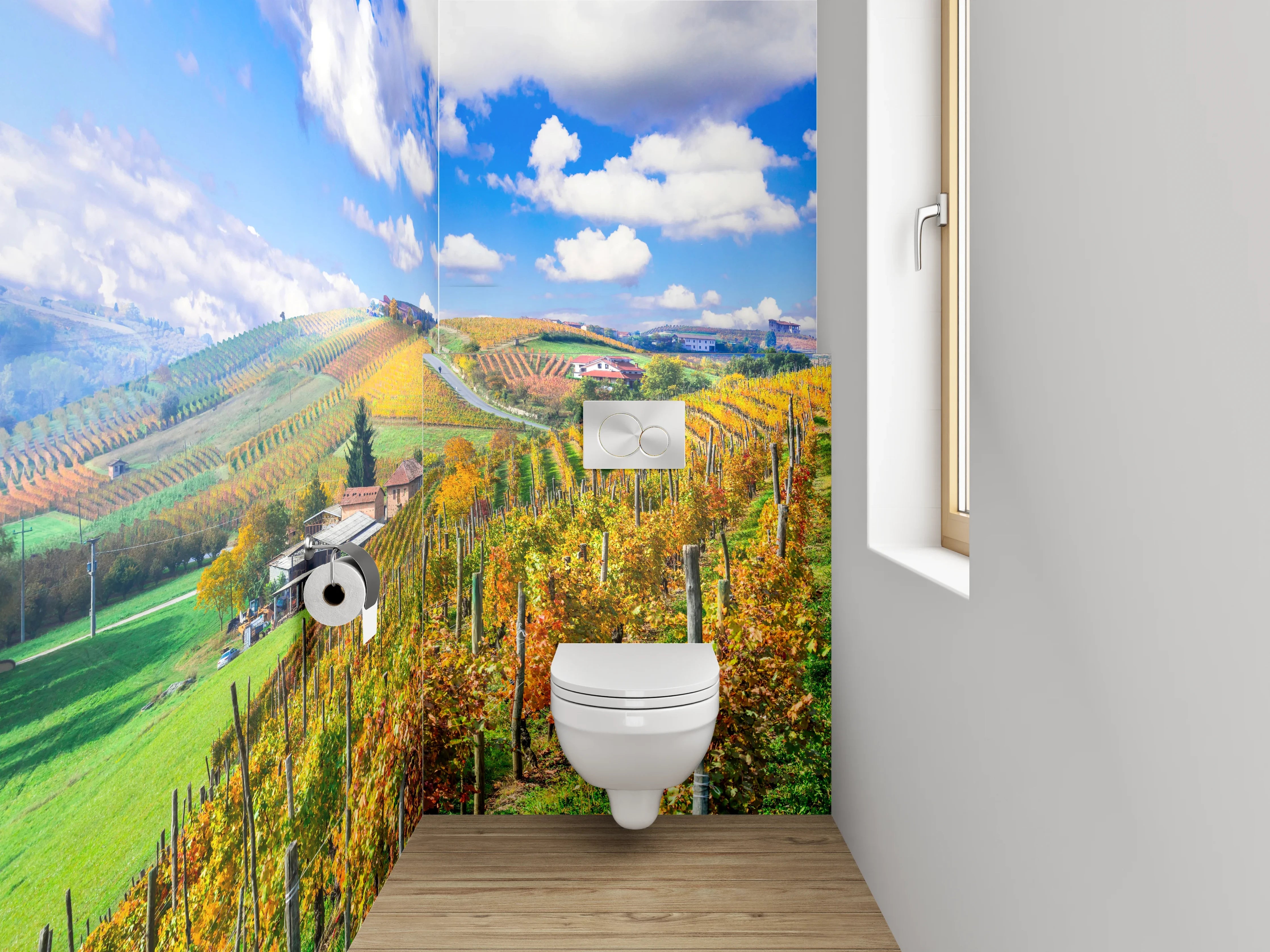 WC-Rückwand - Weinberg Landschaft mit blauem Himmel