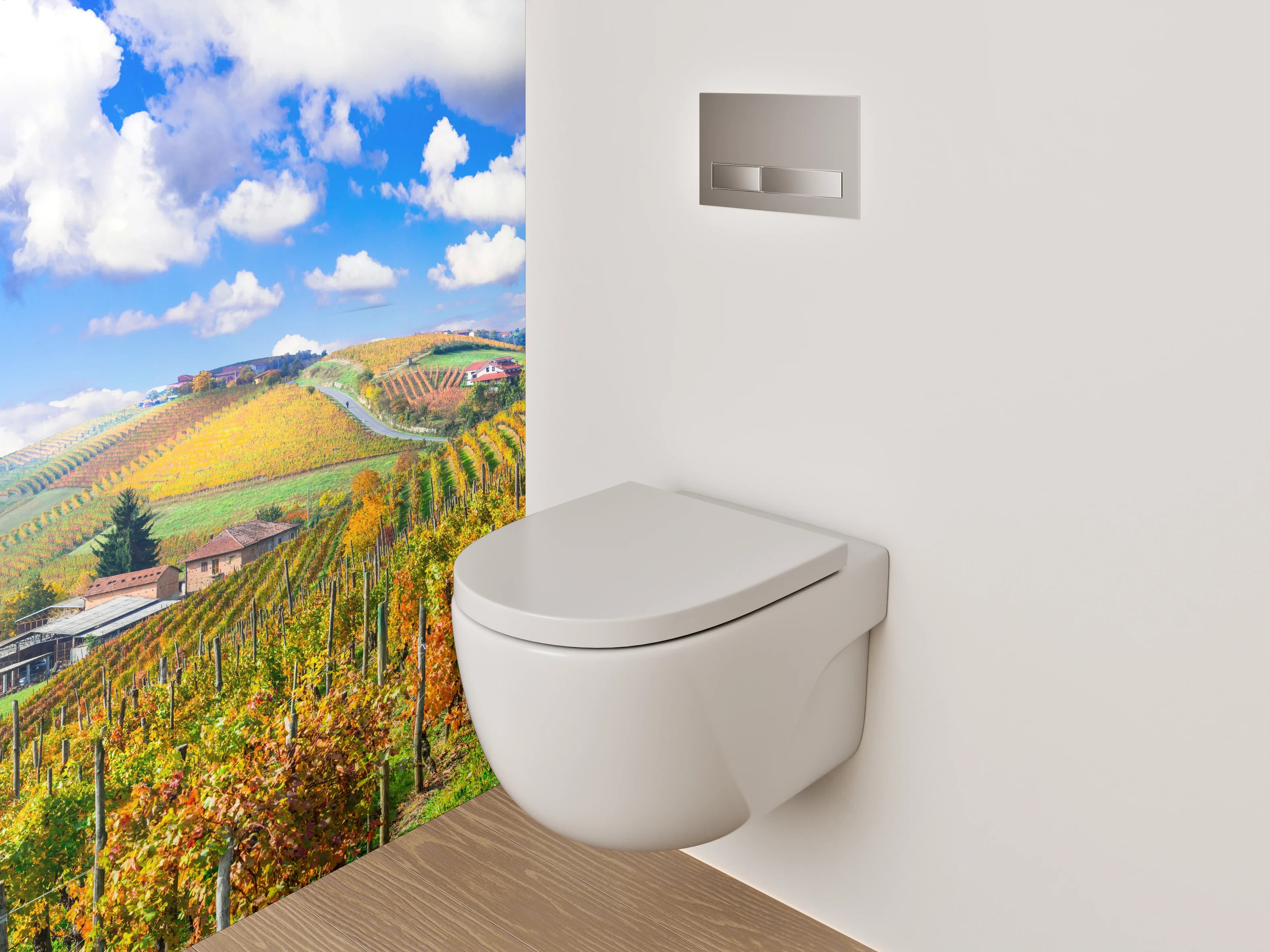 WC-Rückwand - Weinberg Landschaft mit blauem Himmel
