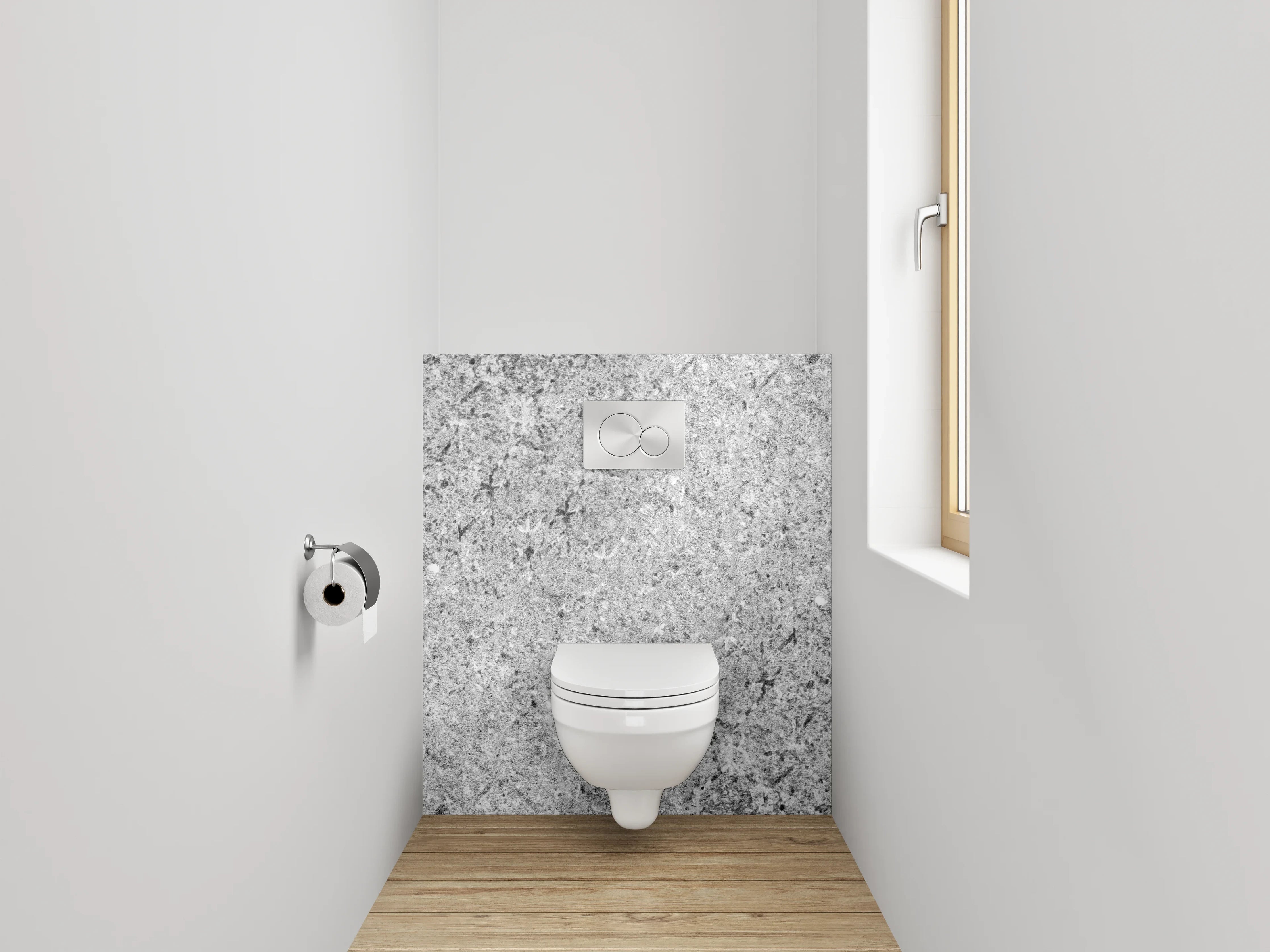WC-Rückwand - Weiß-Graue Marmor-Optik Tapete