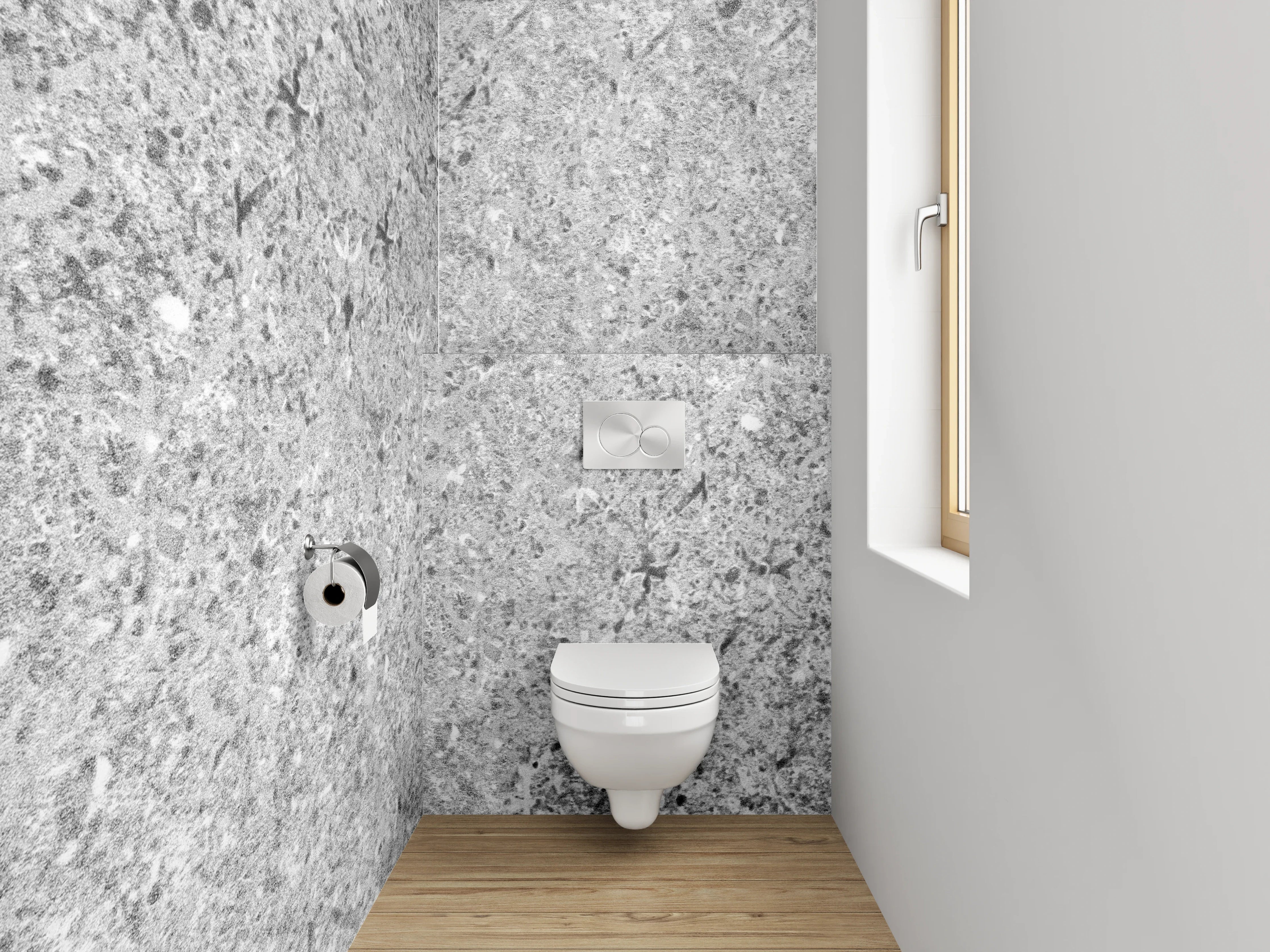 WC-Rückwand - Weiß-Graue Marmor-Optik Tapete