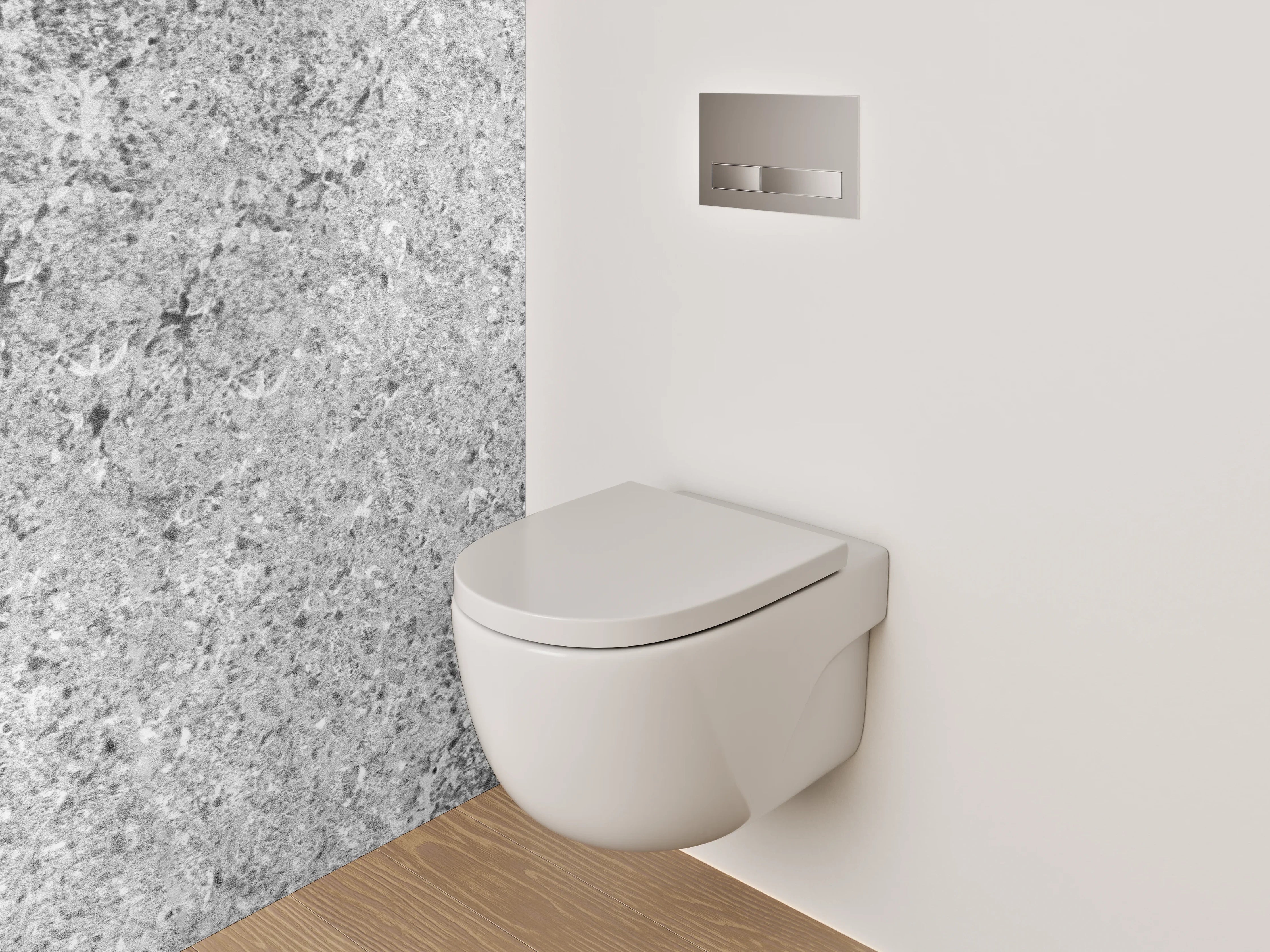 WC-Rückwand - Weiß-Graue Marmor-Optik Tapete