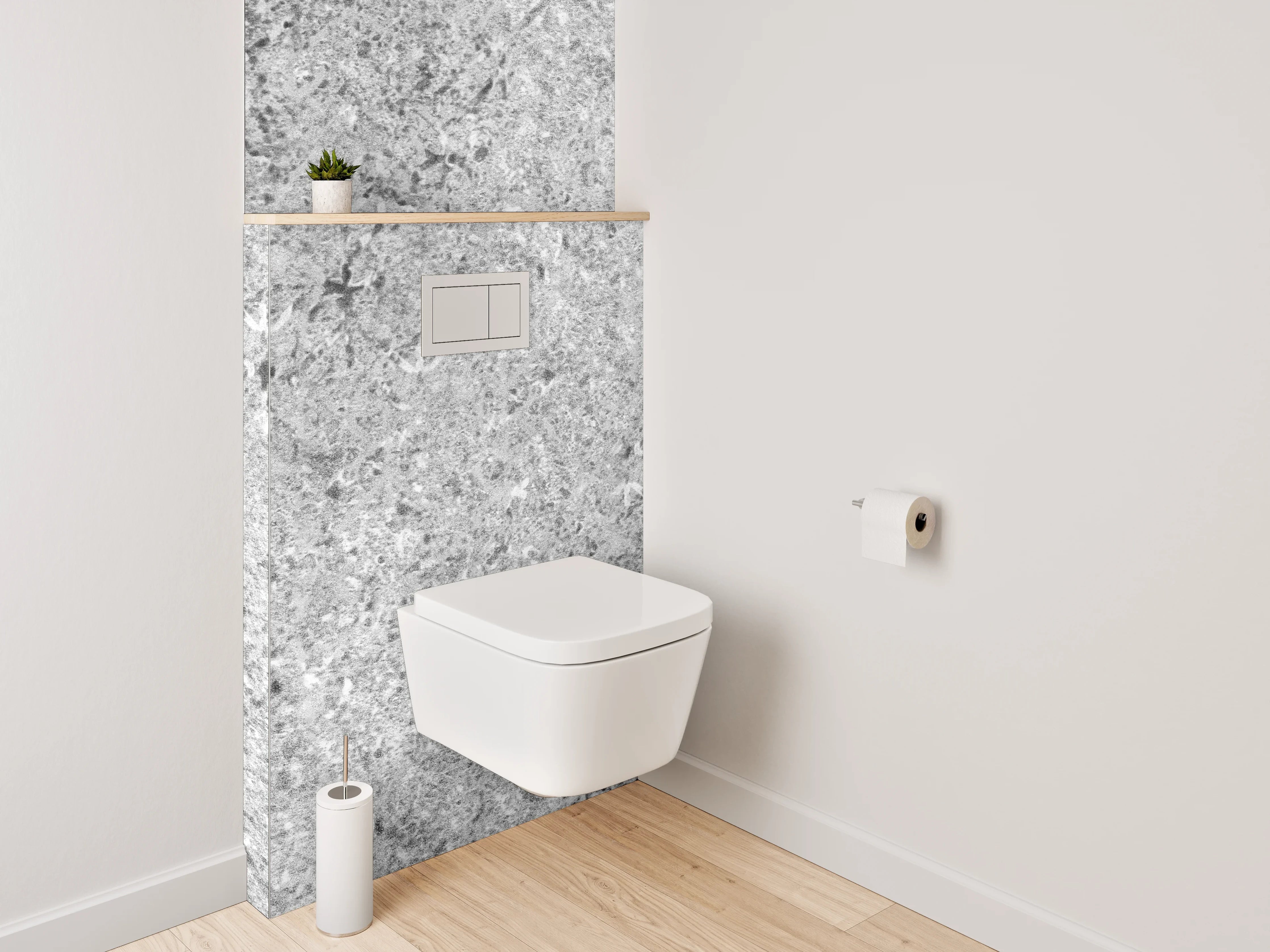 WC-Rückwand - Weiß-Graue Marmor-Optik Tapete