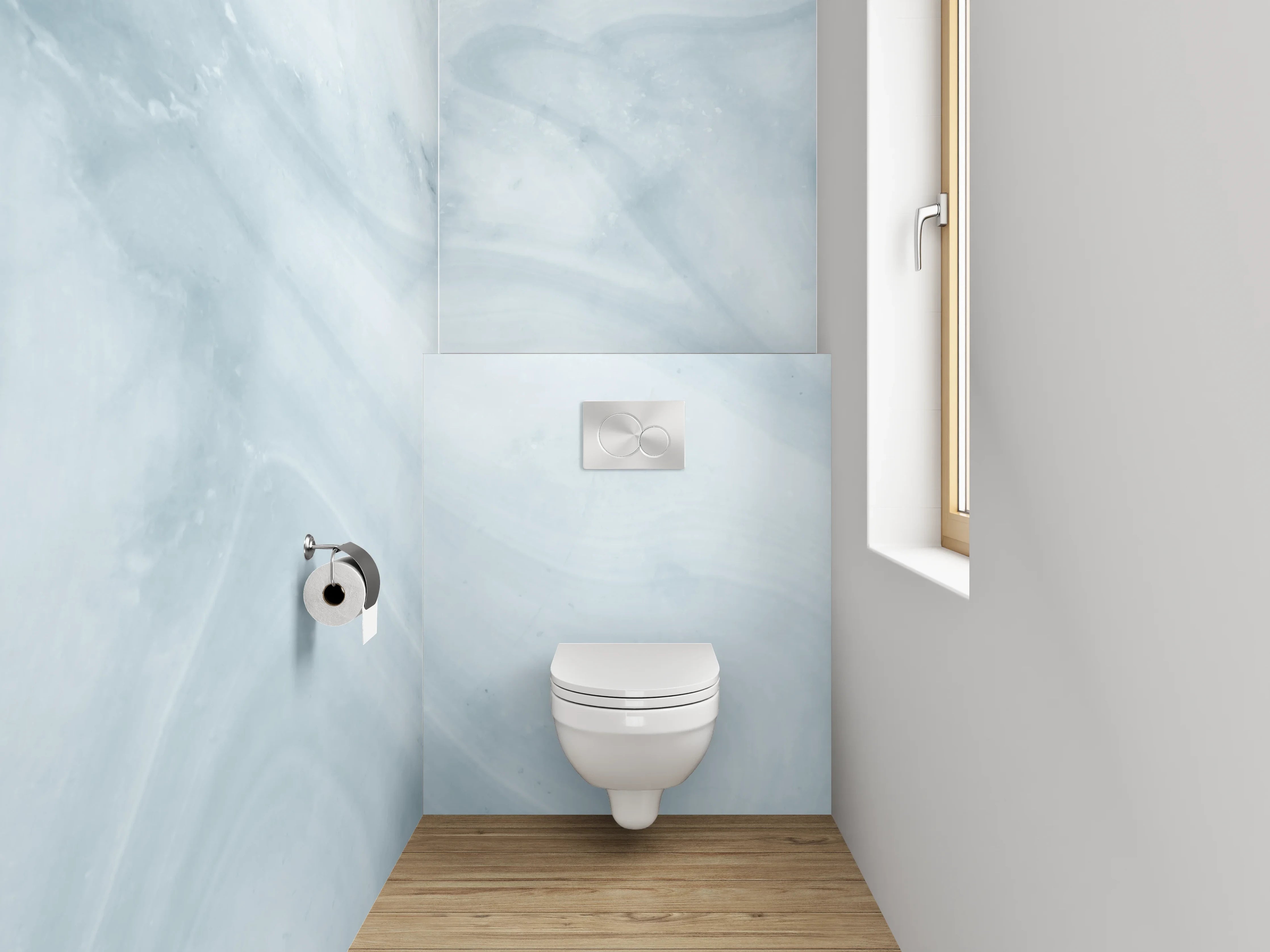 WC-Rückwand - Weiß-Graue Marmor-Optik modern