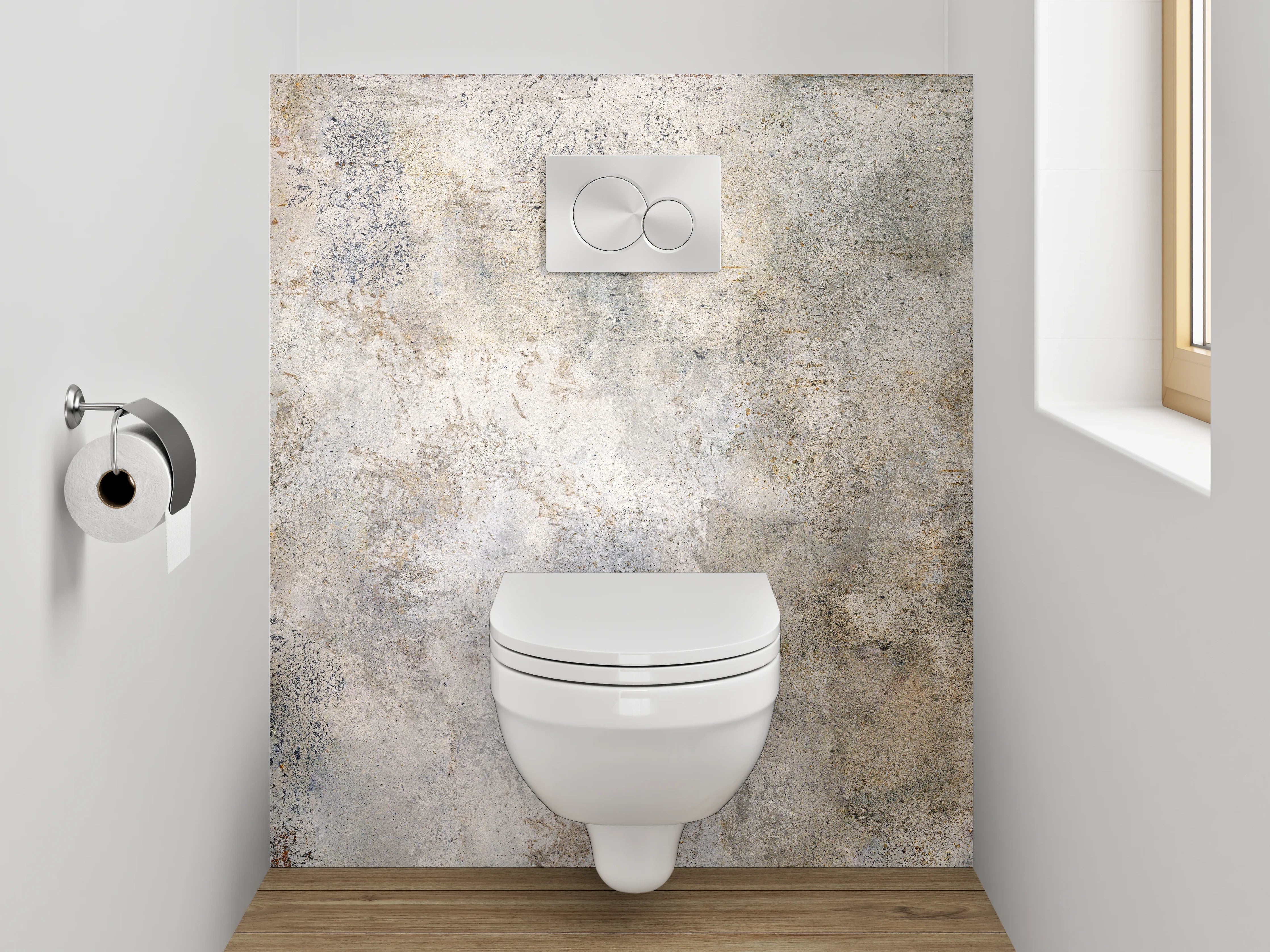 WC-Rückwand - Weiß-Graue Vintage Betonoptik
