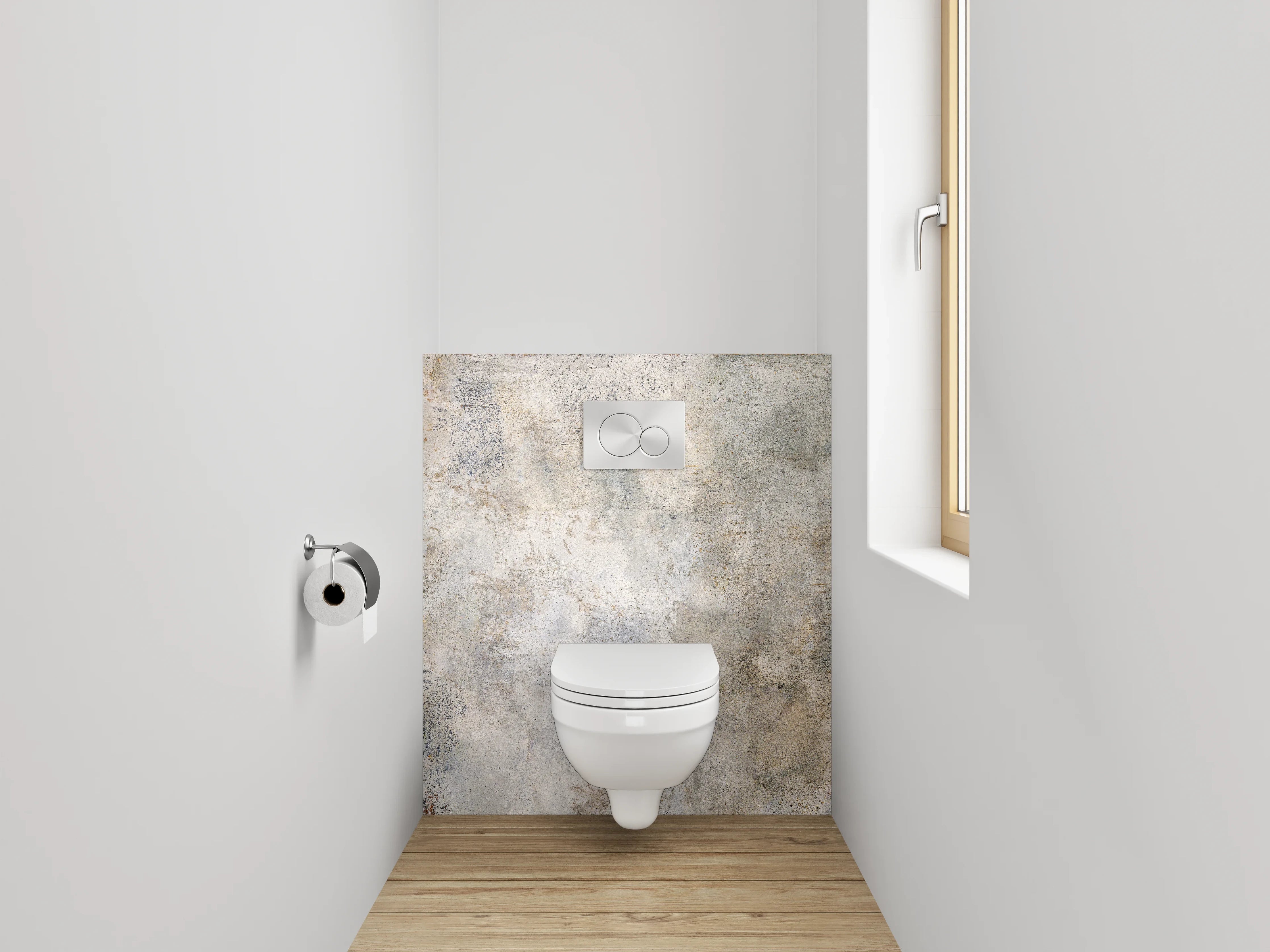 WC-Rückwand - Weiß-Graue Vintage Betonoptik