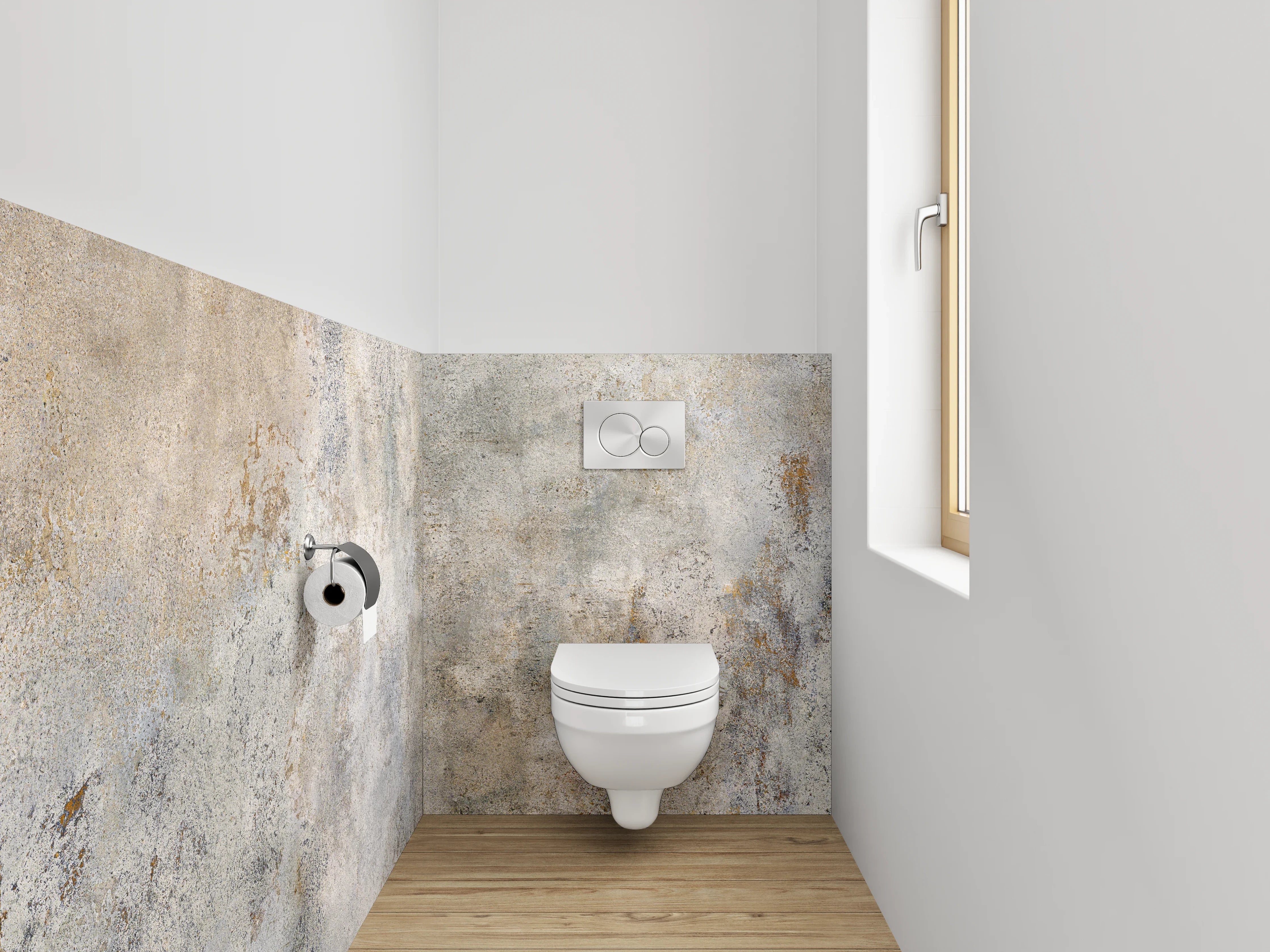 WC-Rückwand - Weiß-Graue Vintage Betonoptik